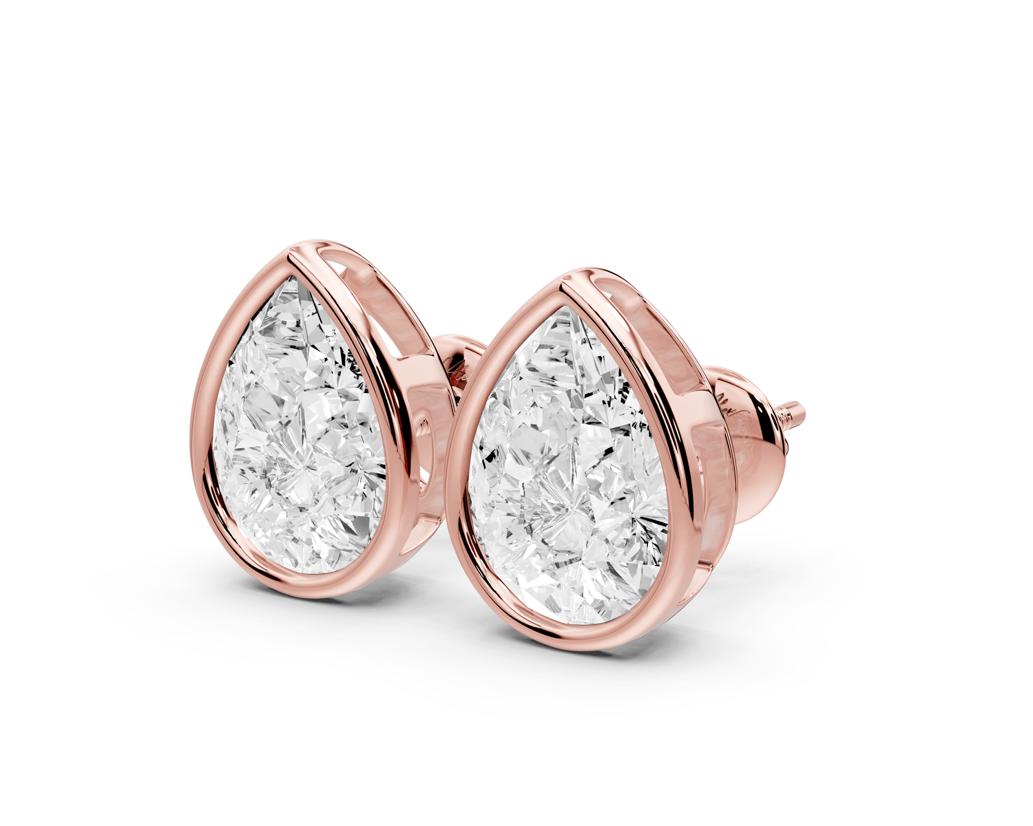 Noa - 5ct 14k rose gold Pear - Cut Diamond Stud Earrings - Mr. Alex Jewelry