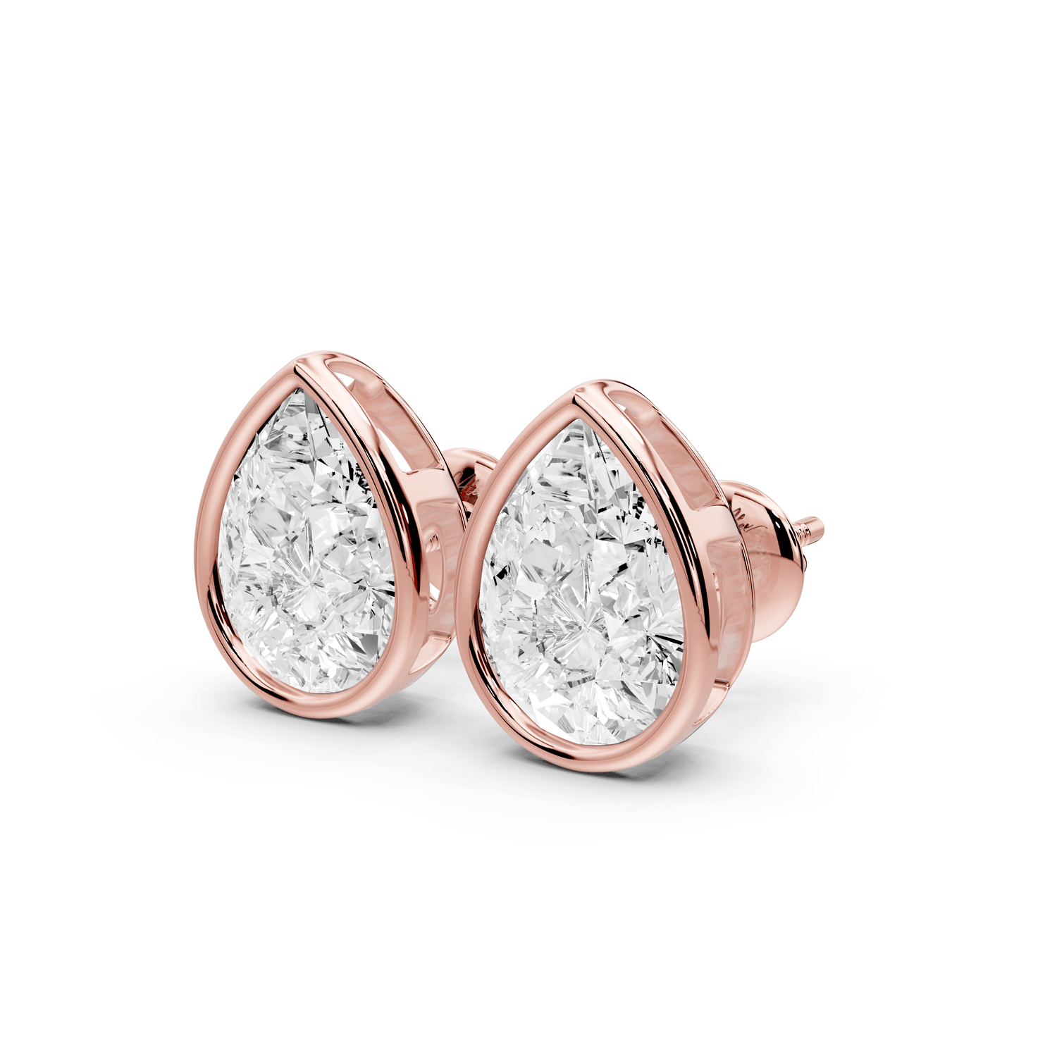 Noa - 5ct 14k rose gold Pear - Cut Diamond Stud Earrings - Mr. Alex Jewelry