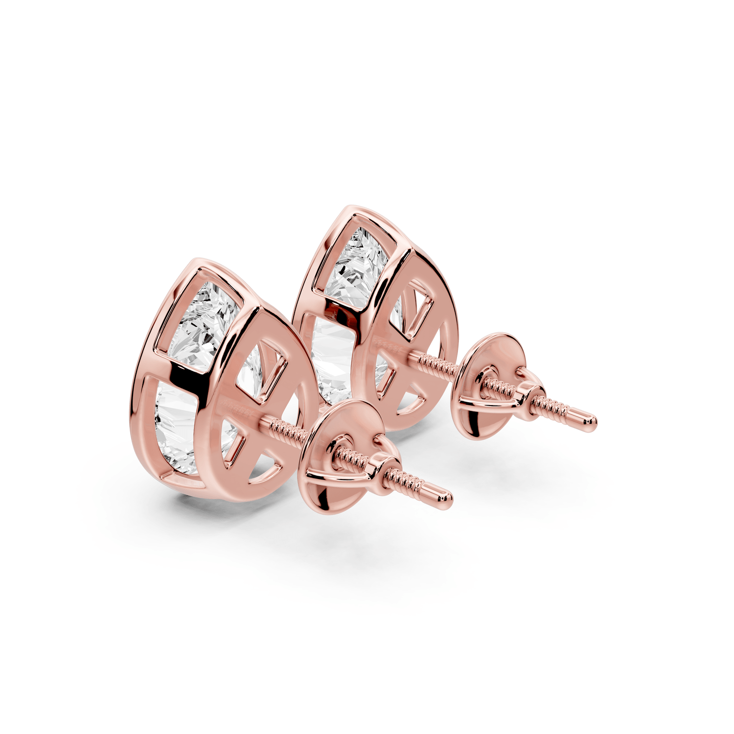 Noa - 5ct 14k rose gold Pear - Cut Diamond Stud Earrings - Mr. Alex Jewelry