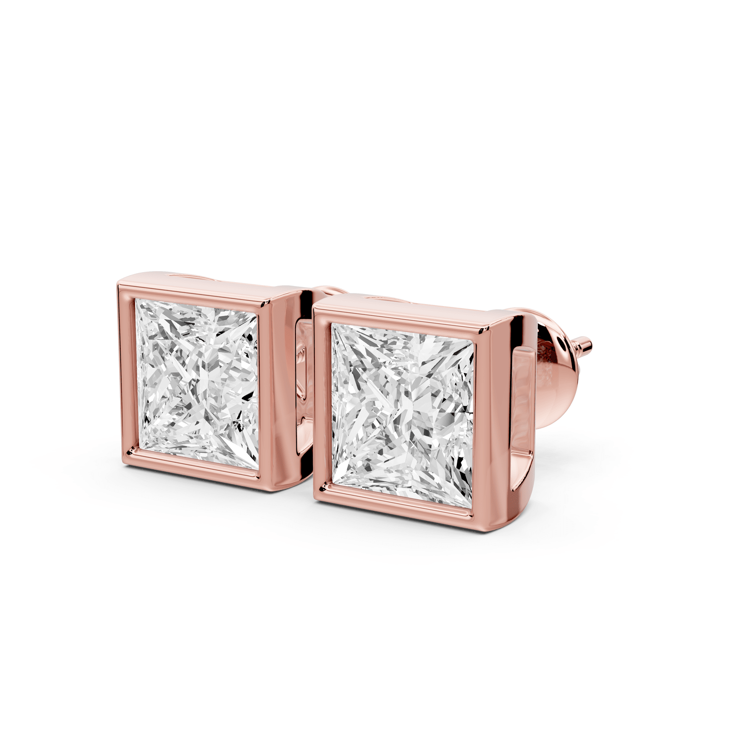 Noa - 5ct 14k rose gold Princess - Cut Diamond Stud Earrings - Mr. Alex Jewelry