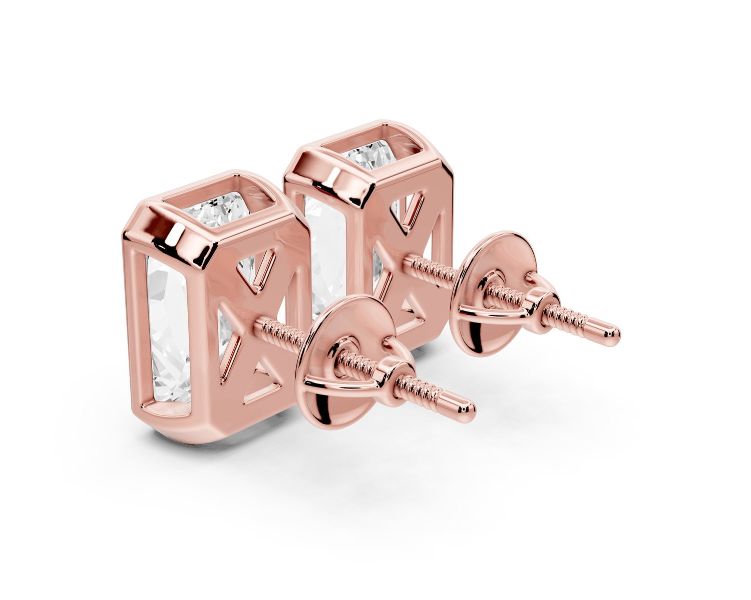 Noa - 5ct 14k rose gold Radiant - Cut Diamond Stud Earrings - Mr. Alex Jewelry