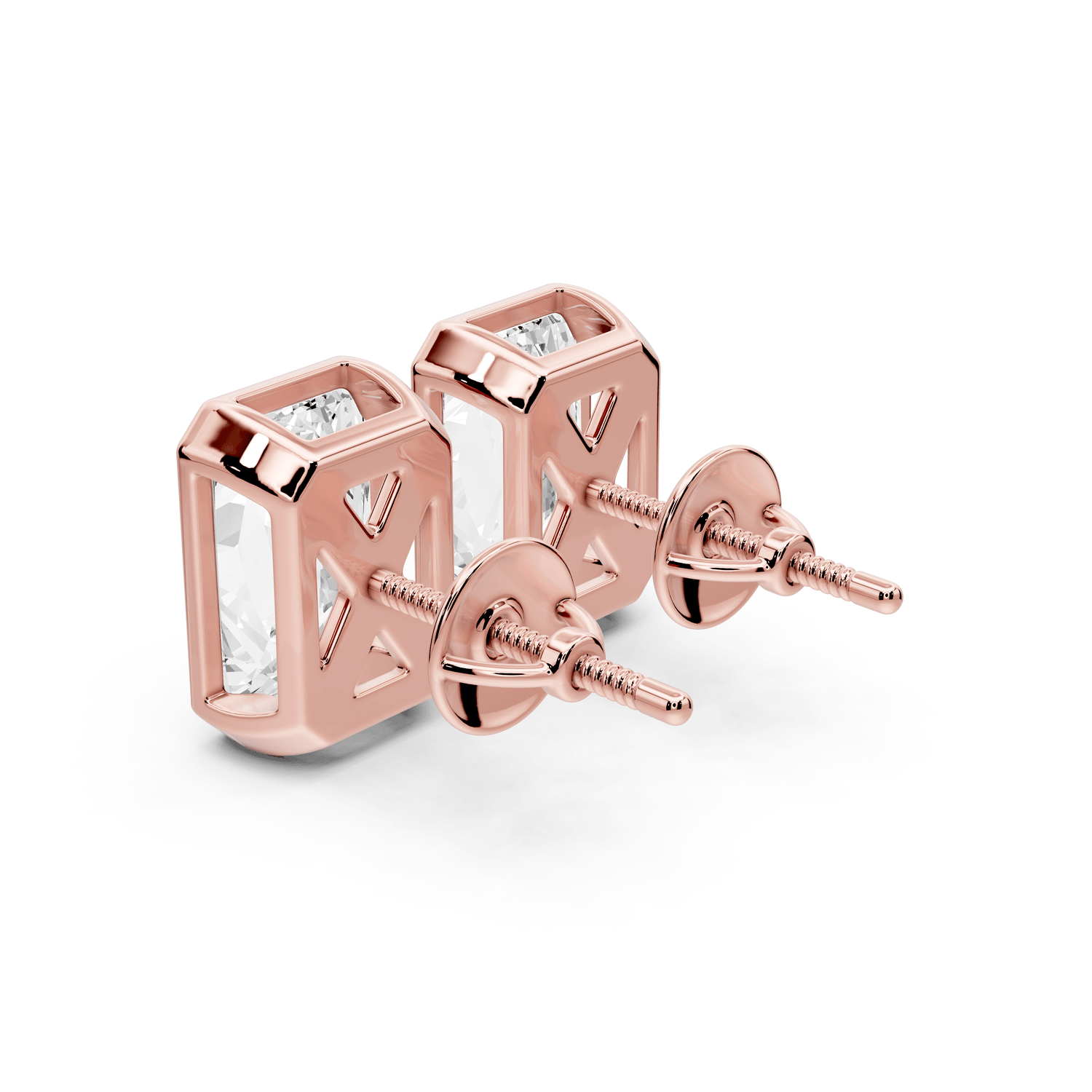 Noa - 5ct 14k rose gold Radiant - Cut Diamond Stud Earrings - Mr. Alex Jewelry