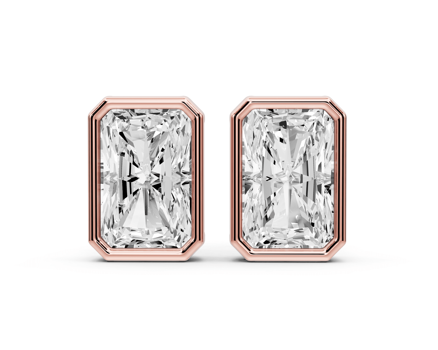Noa - 5ct 14k rose gold Radiant - Cut Diamond Stud Earrings - Mr. Alex Jewelry
