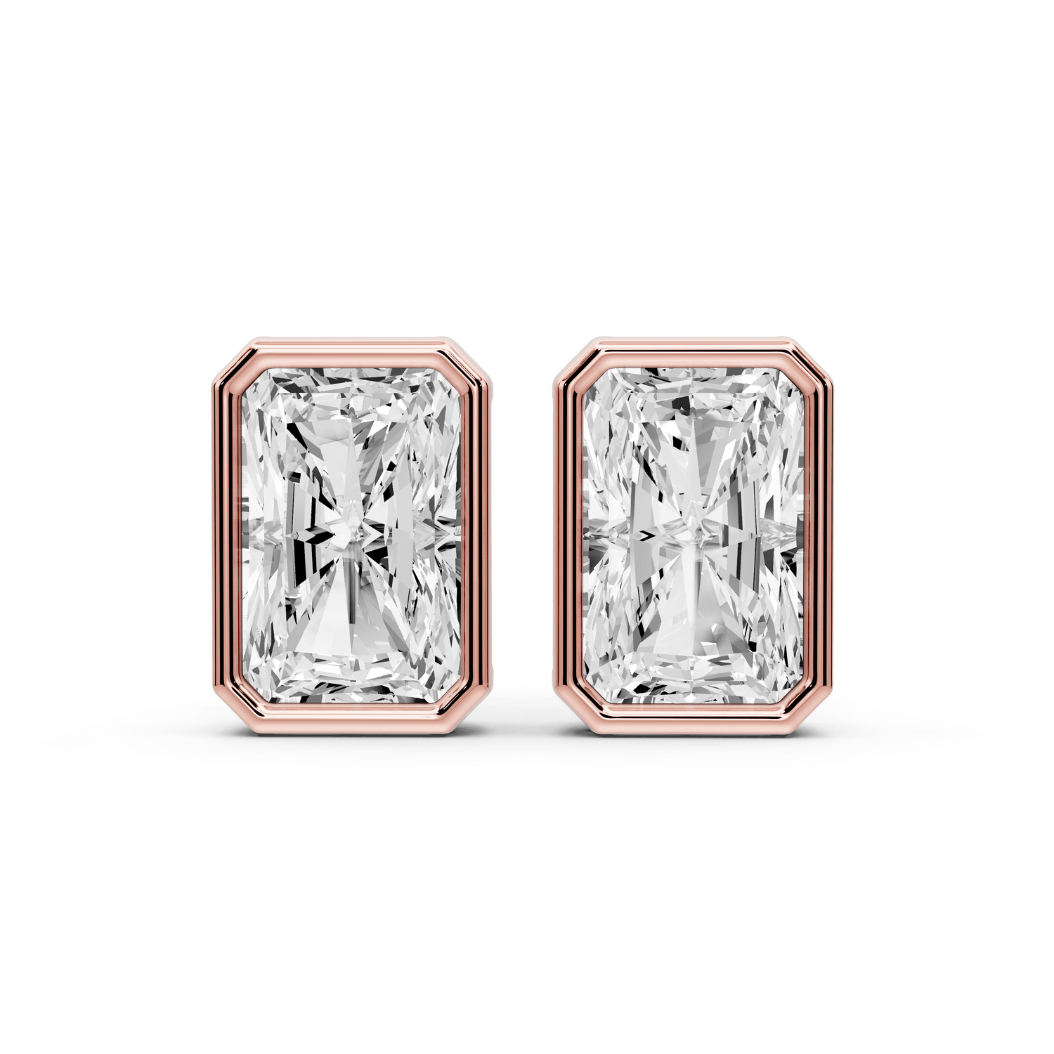 Noa - 5ct 14k rose gold Radiant - Cut Diamond Stud Earrings - Mr. Alex Jewelry