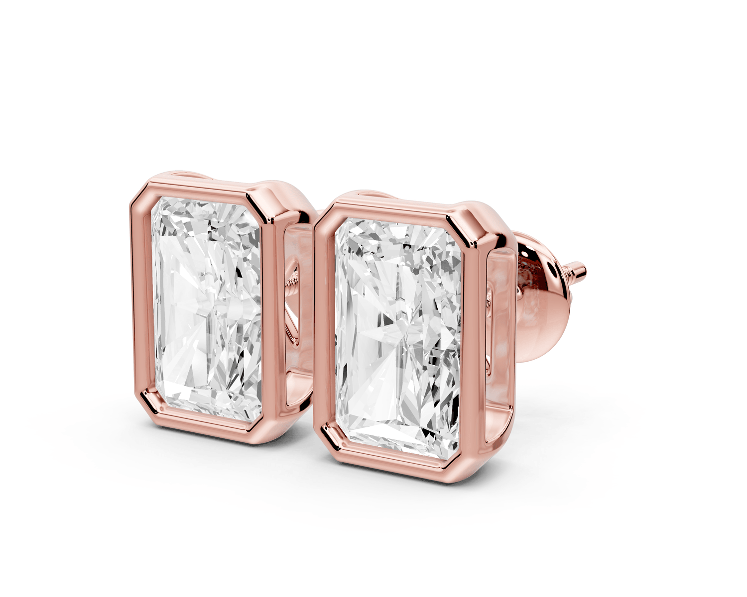 Noa - 5ct 14k rose gold Radiant - Cut Diamond Stud Earrings - Mr. Alex Jewelry