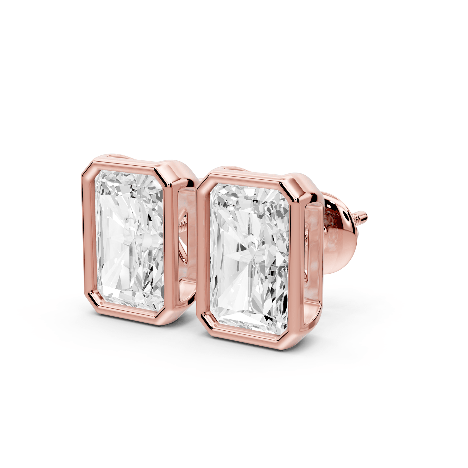 Noa - 5ct 14k rose gold Radiant - Cut Diamond Stud Earrings - Mr. Alex Jewelry