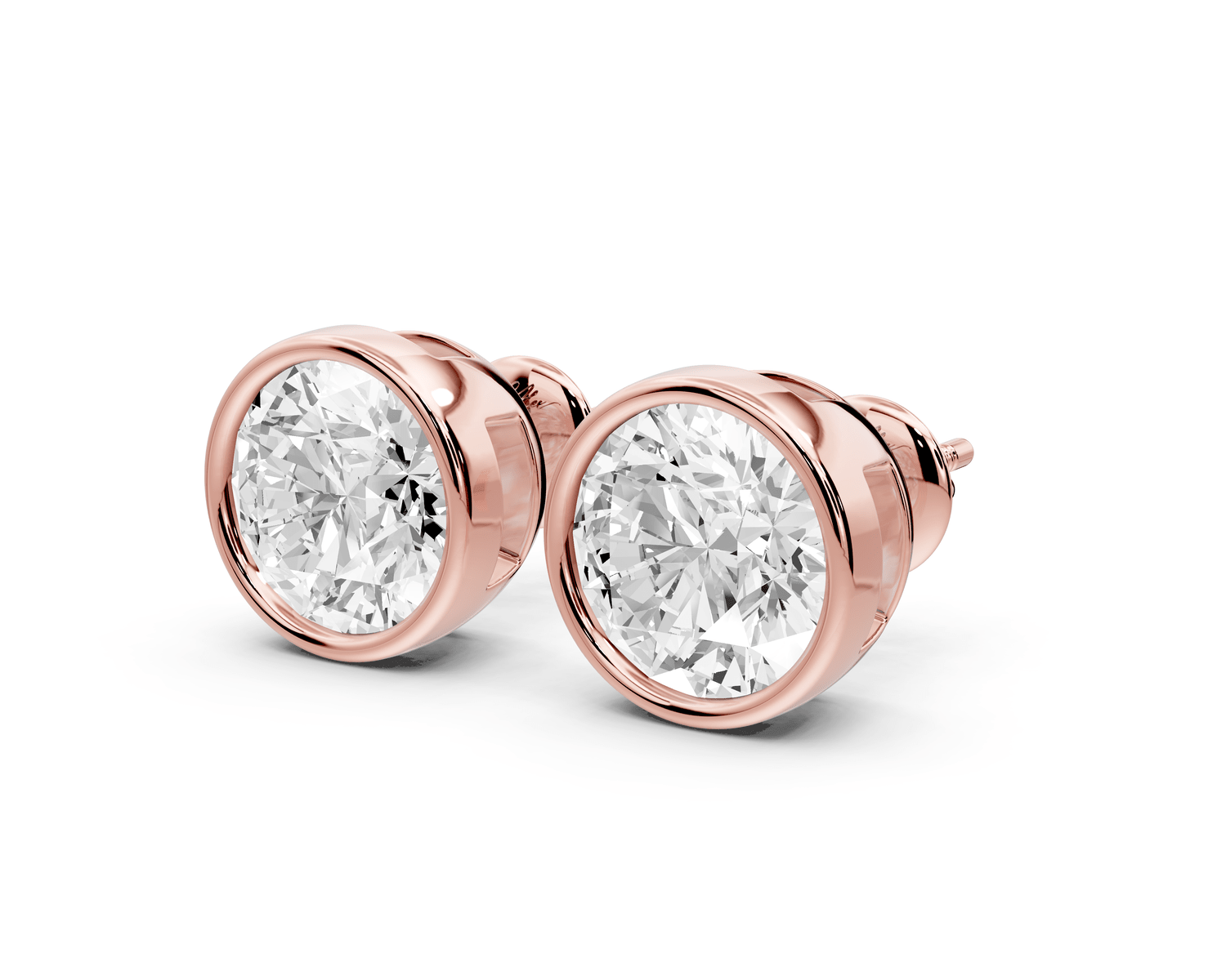 Noa - 5ct 14k rose gold Round - Cut Diamond Stud Earrings - Mr. Alex Jewelry