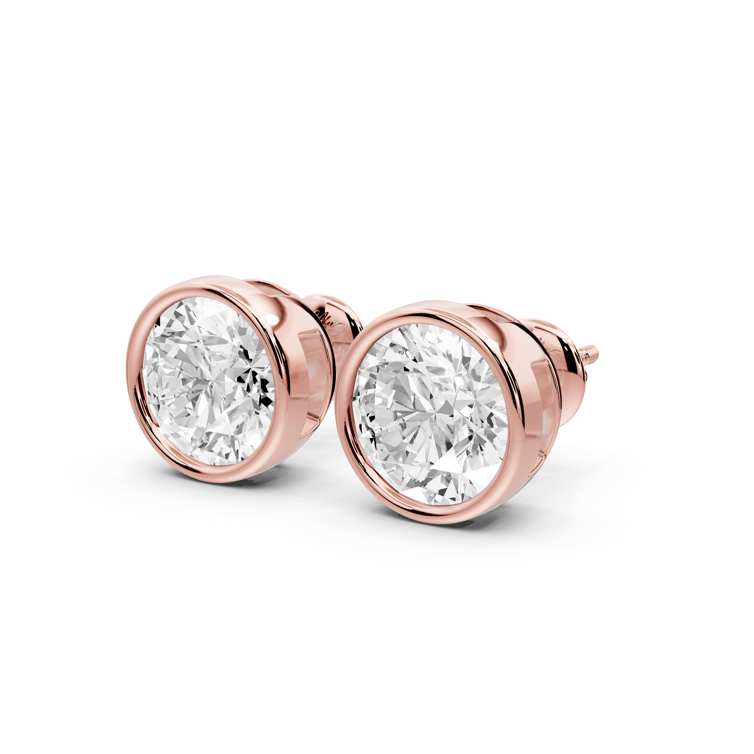 Noa - 5ct 14k rose gold Round - Cut Diamond Stud Earrings - Mr. Alex Jewelry