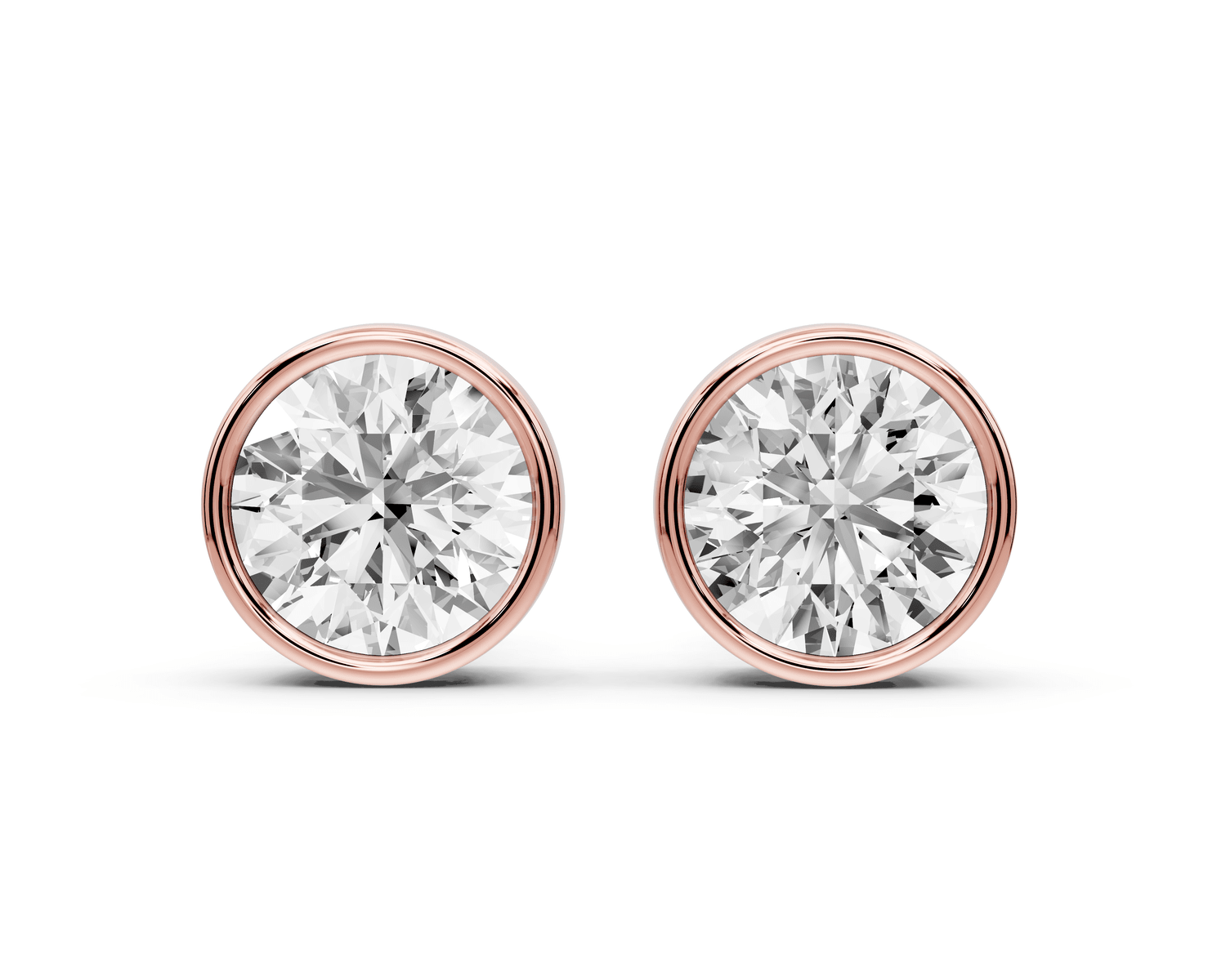 Noa - 5ct 14k rose gold Round - Cut Diamond Stud Earrings - Mr. Alex Jewelry