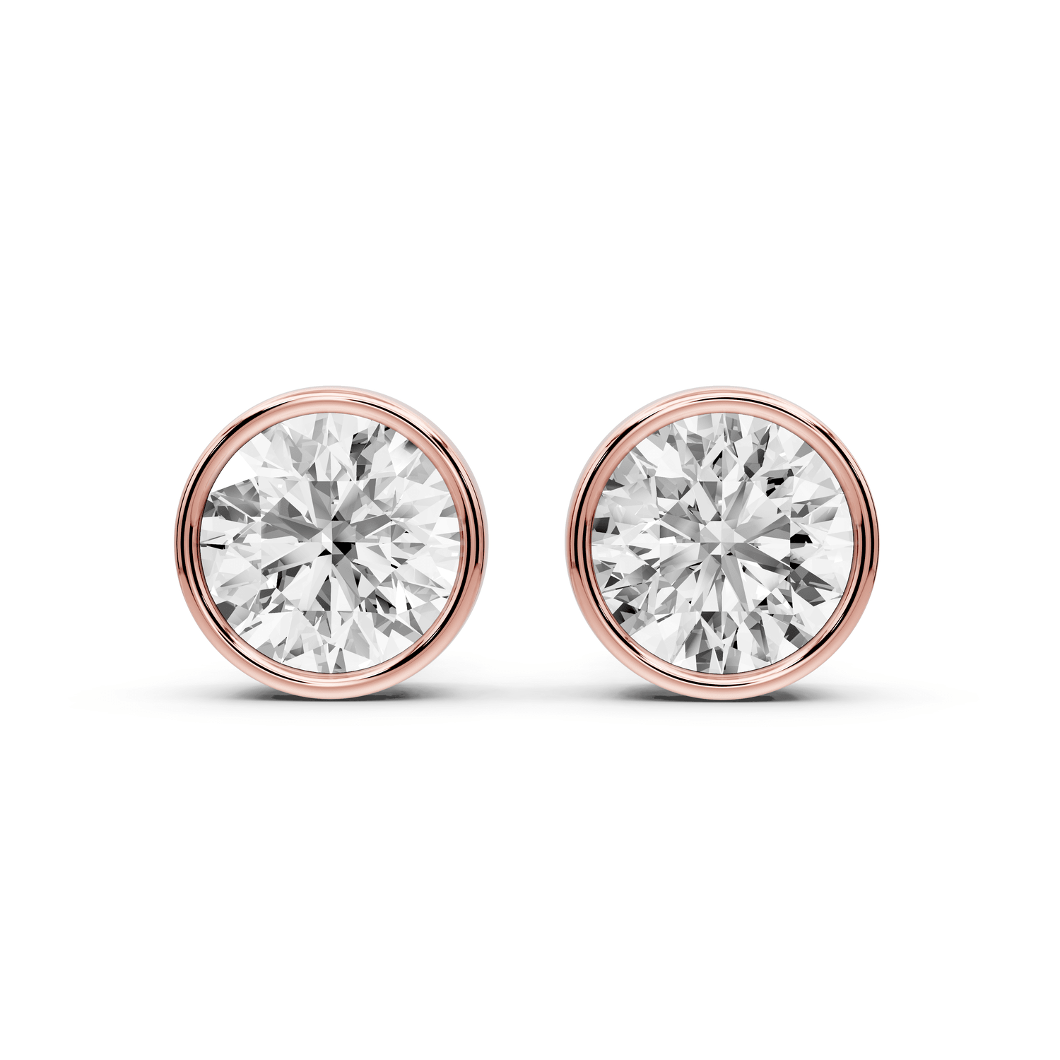 Noa - 5ct 14k rose gold Round - Cut Diamond Stud Earrings - Mr. Alex Jewelry