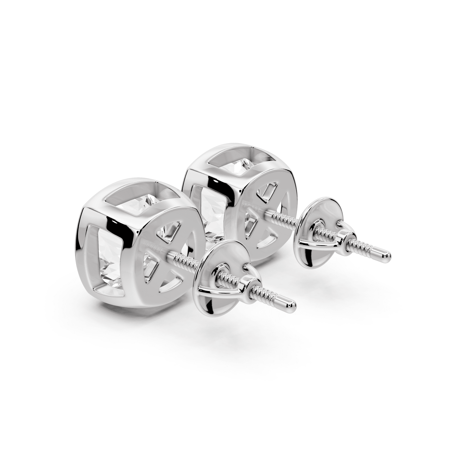 Noa - 5ct 14k white gold Cushion - Cut Diamond Stud Earrings - Mr. Alex Jewelry
