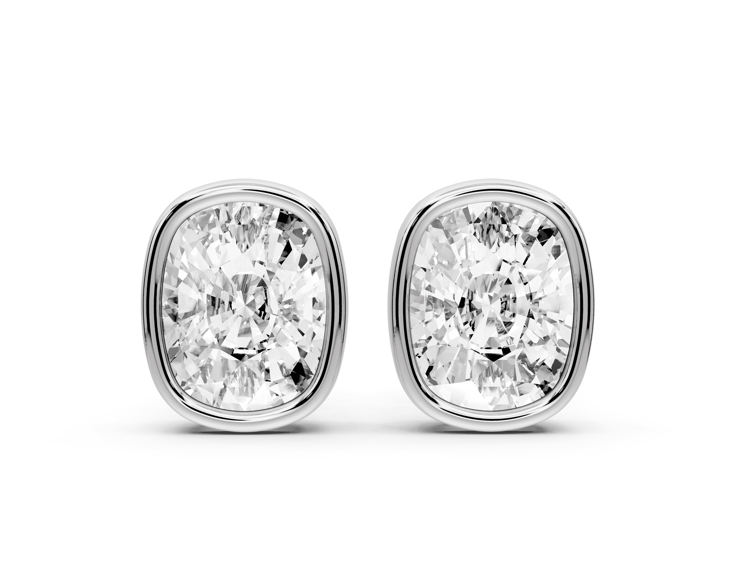 Noa - 5ct 14k white gold Elgcushion - Cut Diamond Stud Earrings - Mr. Alex Jewelry