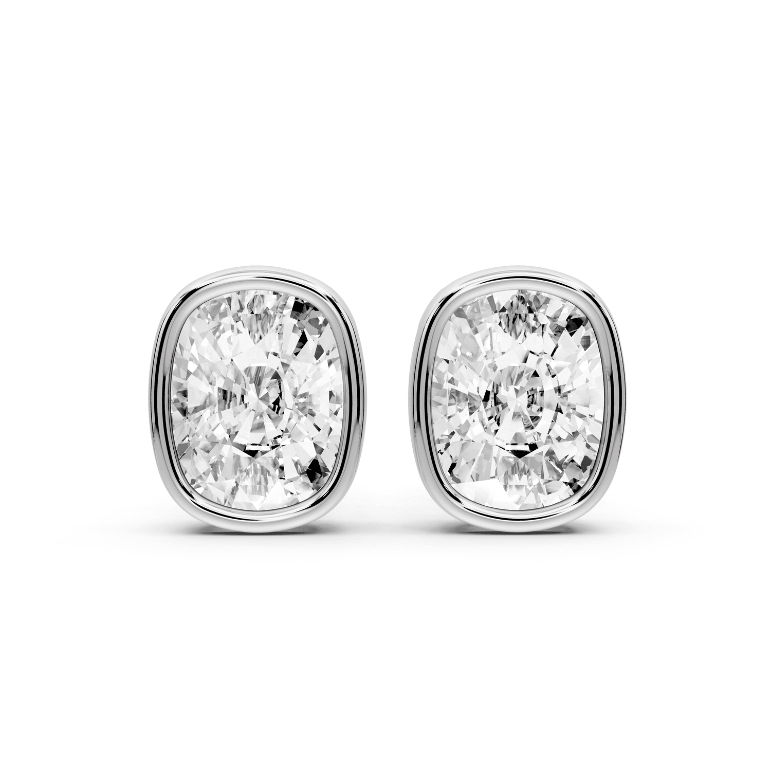 Noa - 5ct 14k white gold Elgcushion - Cut Diamond Stud Earrings - Mr. Alex Jewelry