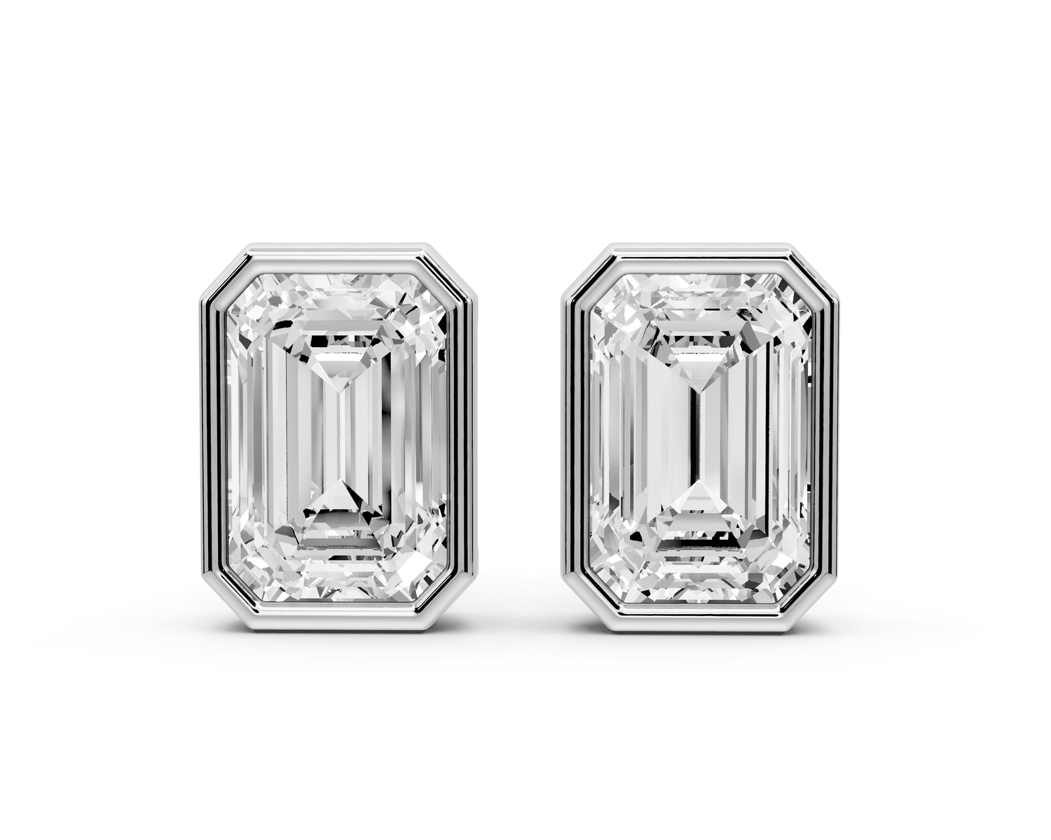 Noa - 5ct 14k white gold Emerald - Cut Diamond Stud Earrings - Mr. Alex Jewelry