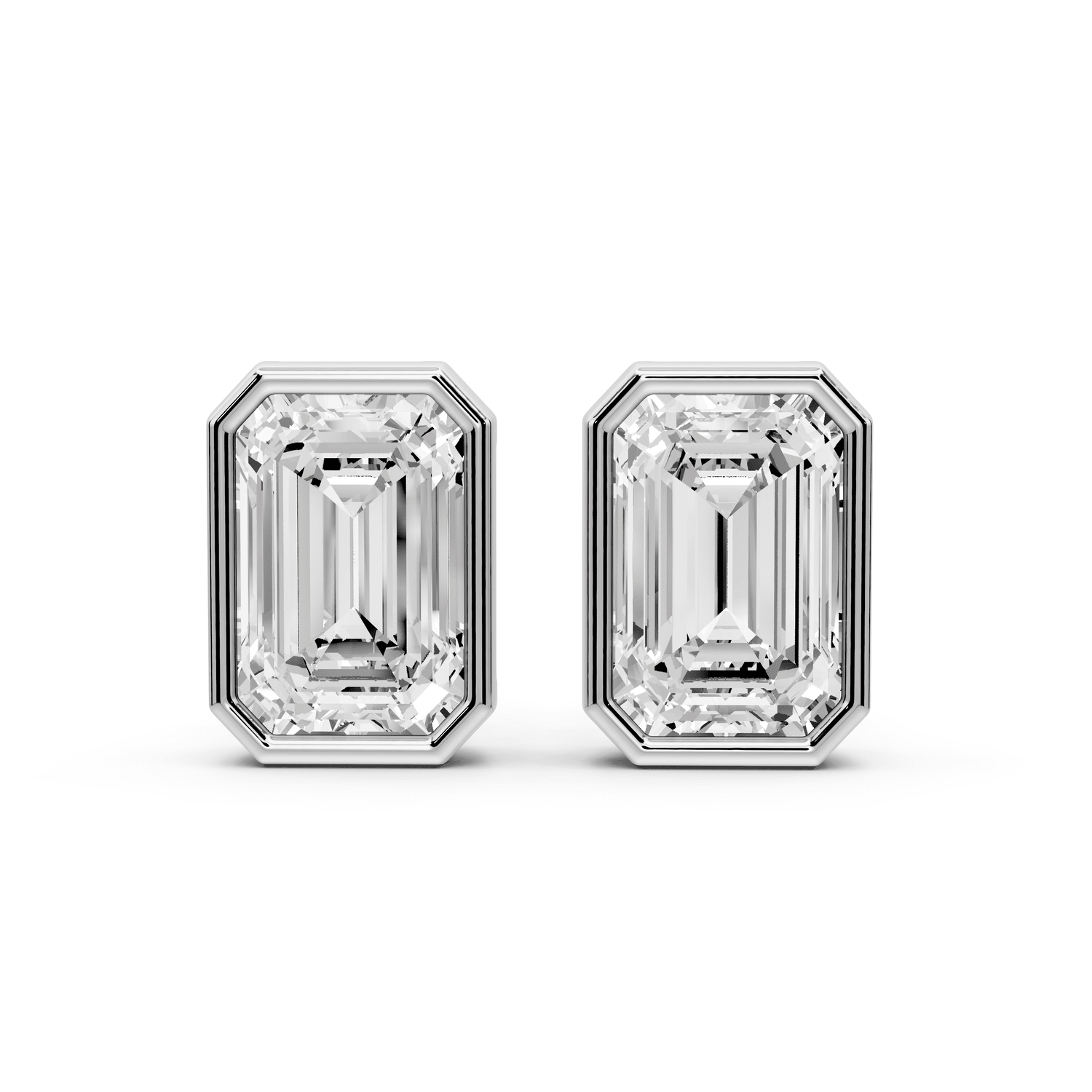 Noa - 5ct 14k white gold Emerald - Cut Diamond Stud Earrings - Mr. Alex Jewelry
