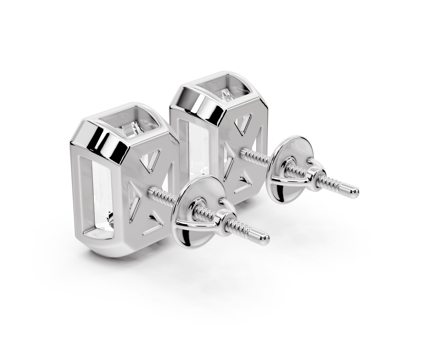 Noa - 5ct 14k white gold Emerald - Cut Diamond Stud Earrings - Mr. Alex Jewelry