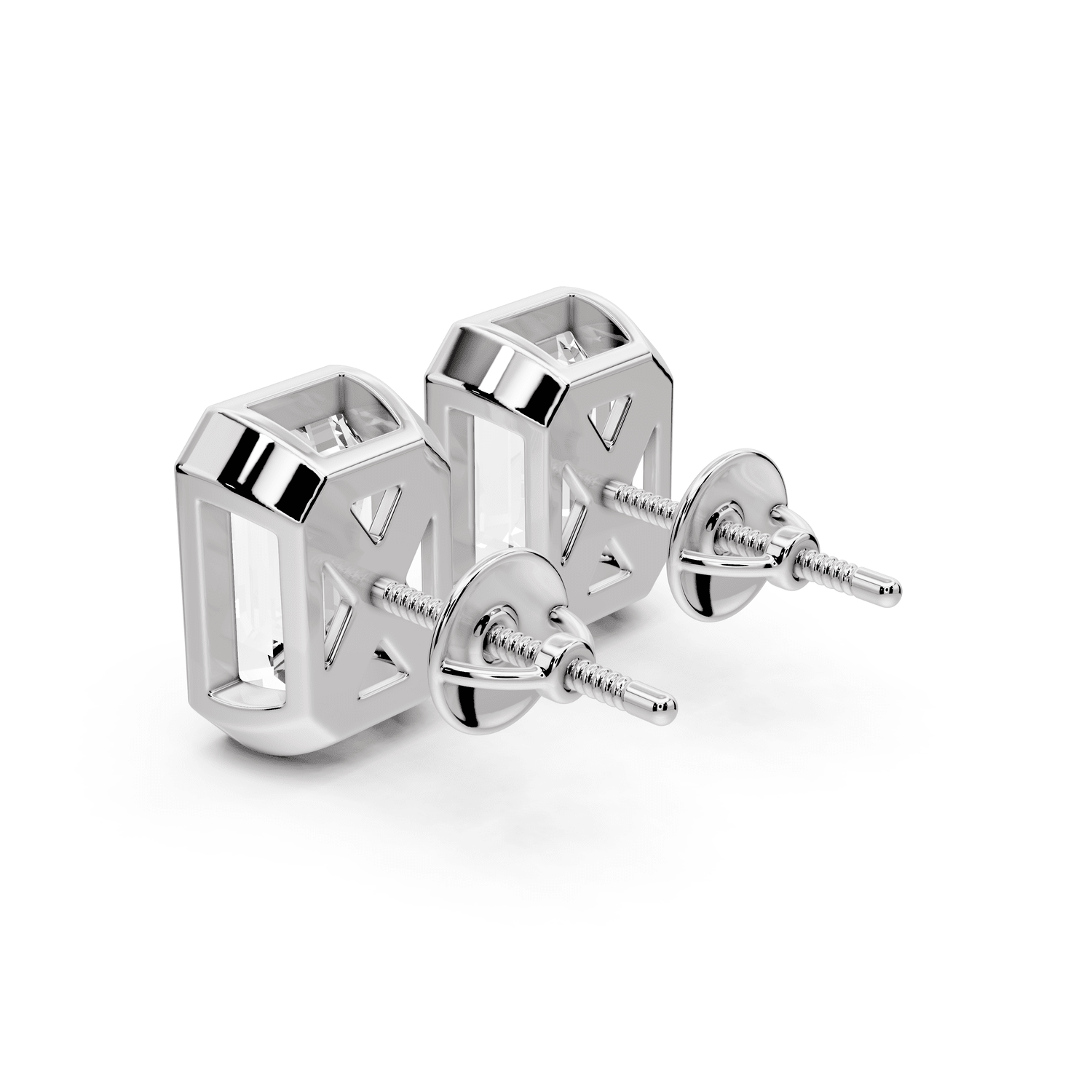 Noa - 5ct 14k white gold Emerald - Cut Diamond Stud Earrings - Mr. Alex Jewelry