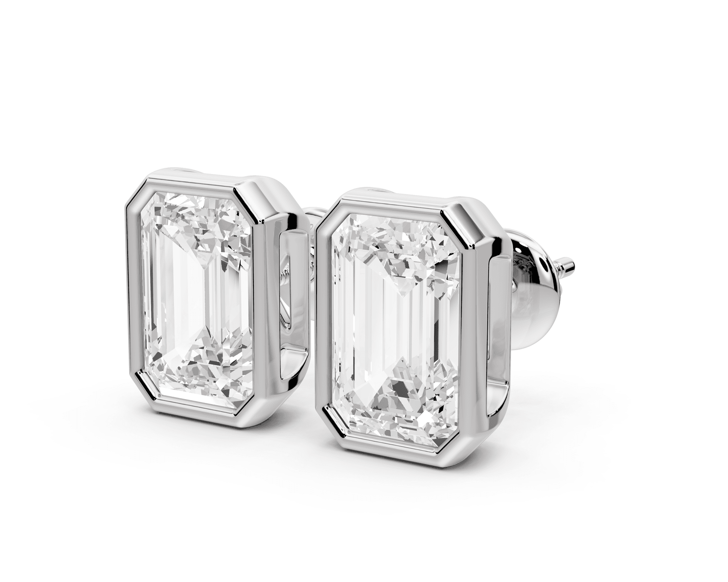 Noa - 5ct 14k white gold Emerald - Cut Diamond Stud Earrings - Mr. Alex Jewelry