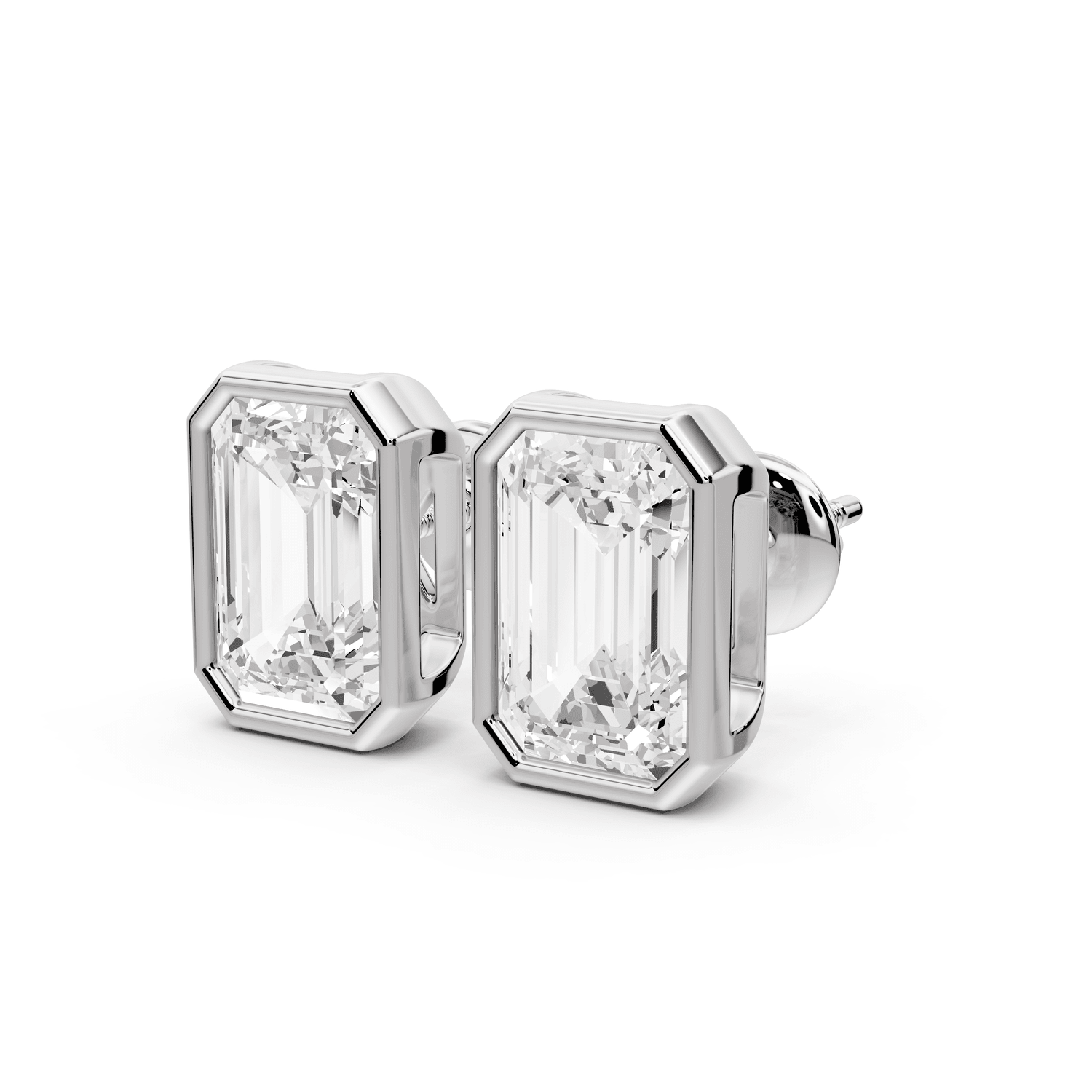 Noa - 5ct 14k white gold Emerald - Cut Diamond Stud Earrings - Mr. Alex Jewelry