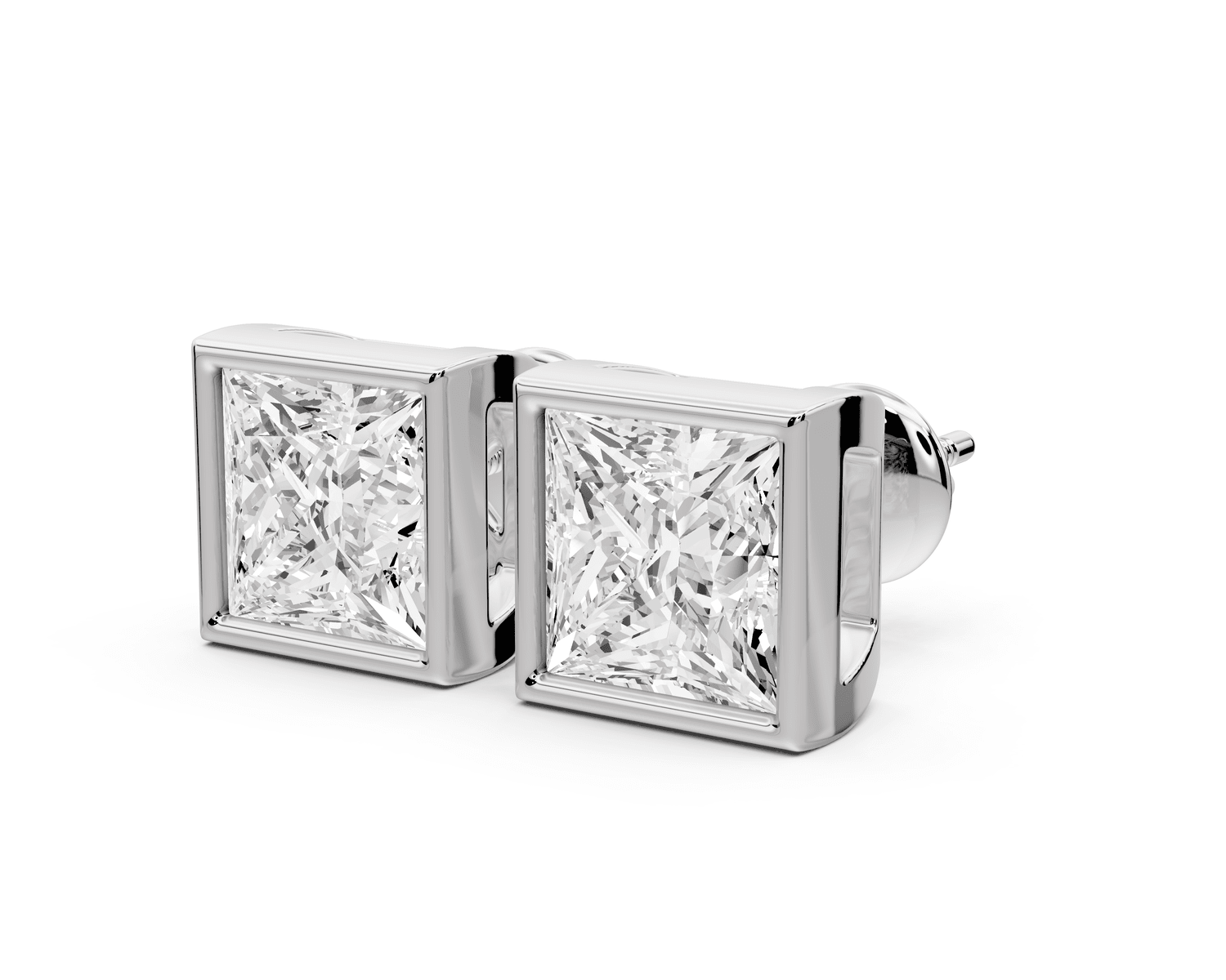 Noa - 5ct 14k white gold Princess - Cut Diamond Stud Earrings - Mr. Alex Jewelry