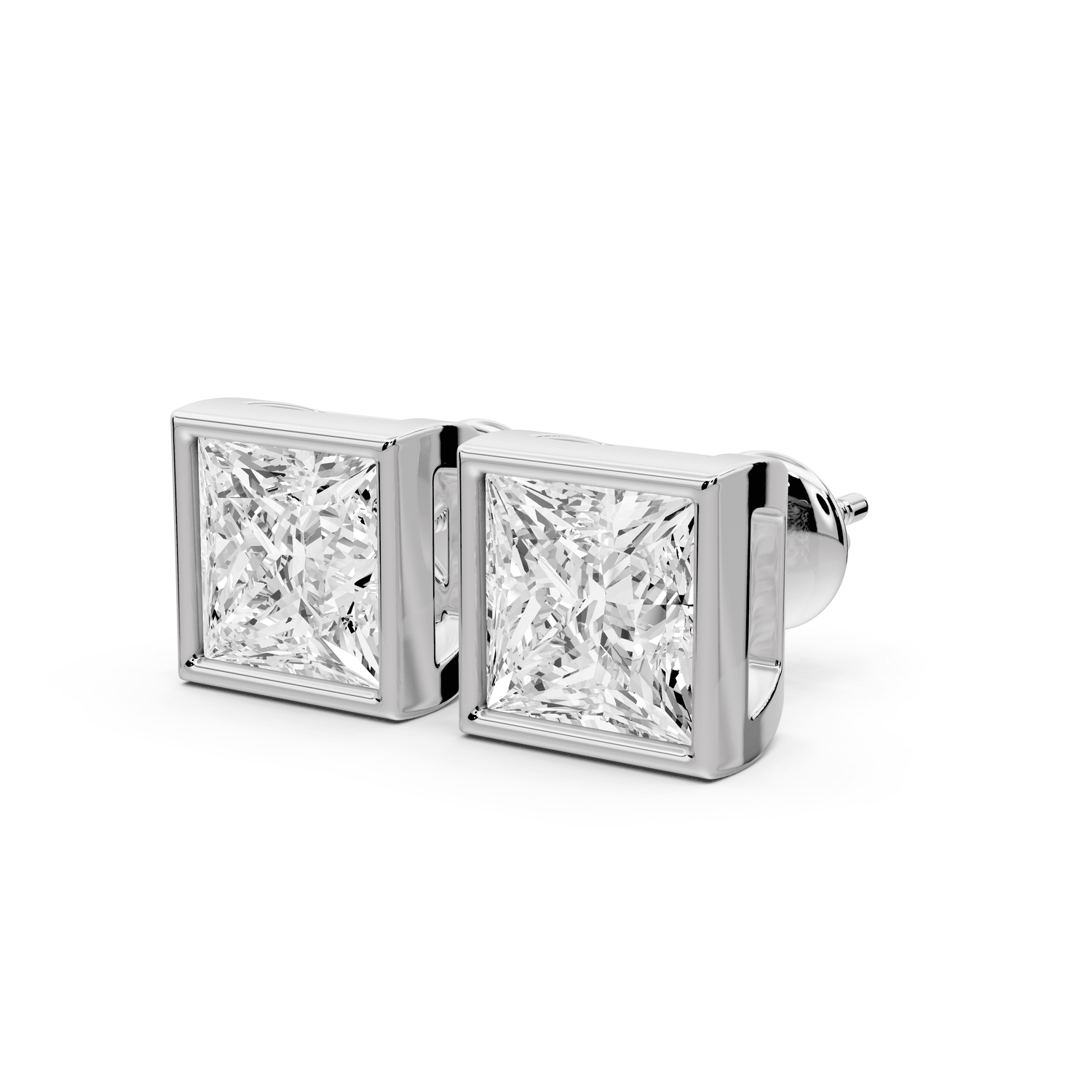 Noa - 5ct 14k white gold Princess - Cut Diamond Stud Earrings - Mr. Alex Jewelry