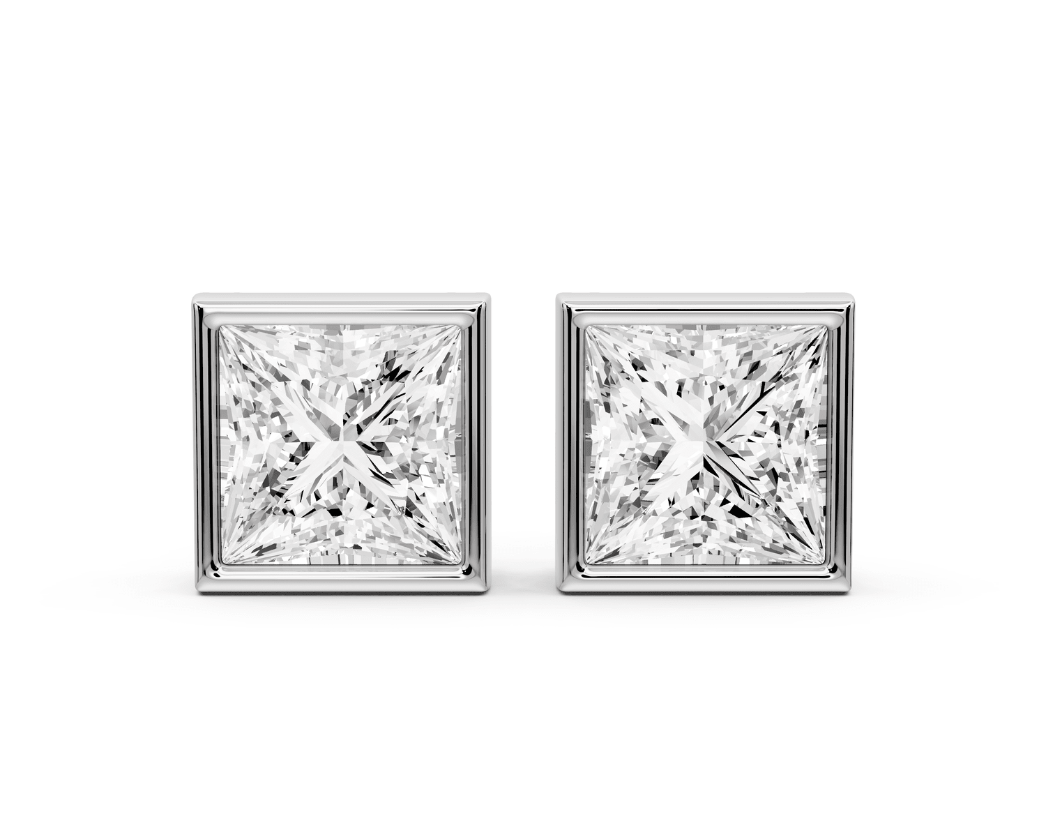 Noa - 5ct 14k white gold Princess - Cut Diamond Stud Earrings - Mr. Alex Jewelry