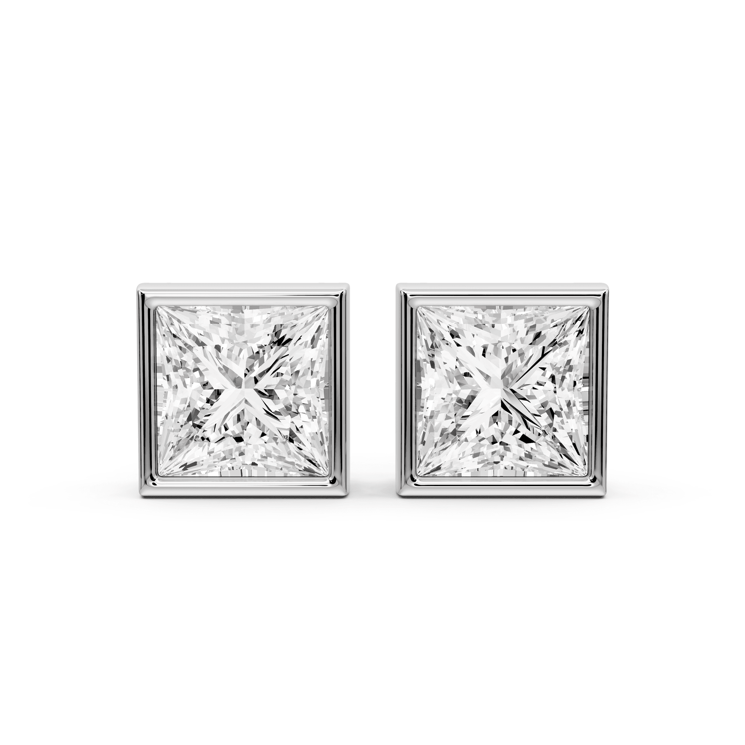 Noa - 5ct 14k white gold Princess - Cut Diamond Stud Earrings - Mr. Alex Jewelry