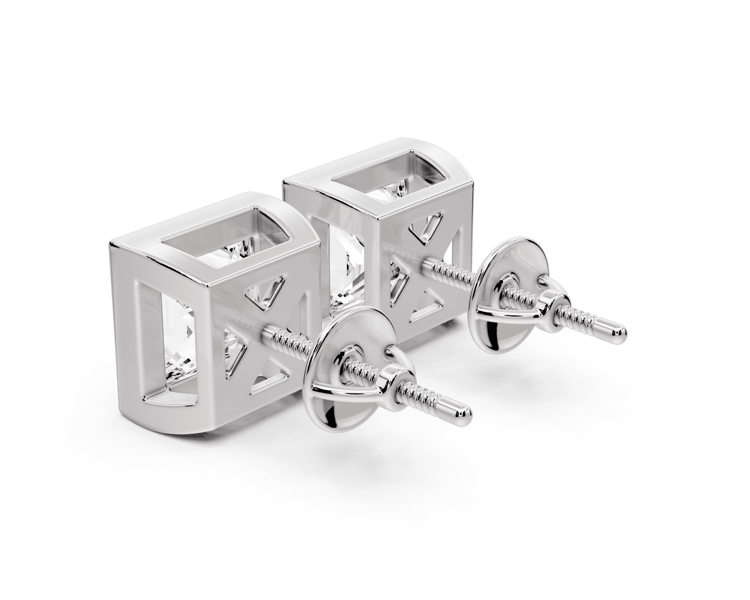 Noa - 5ct 14k white gold Princess - Cut Diamond Stud Earrings - Mr. Alex Jewelry