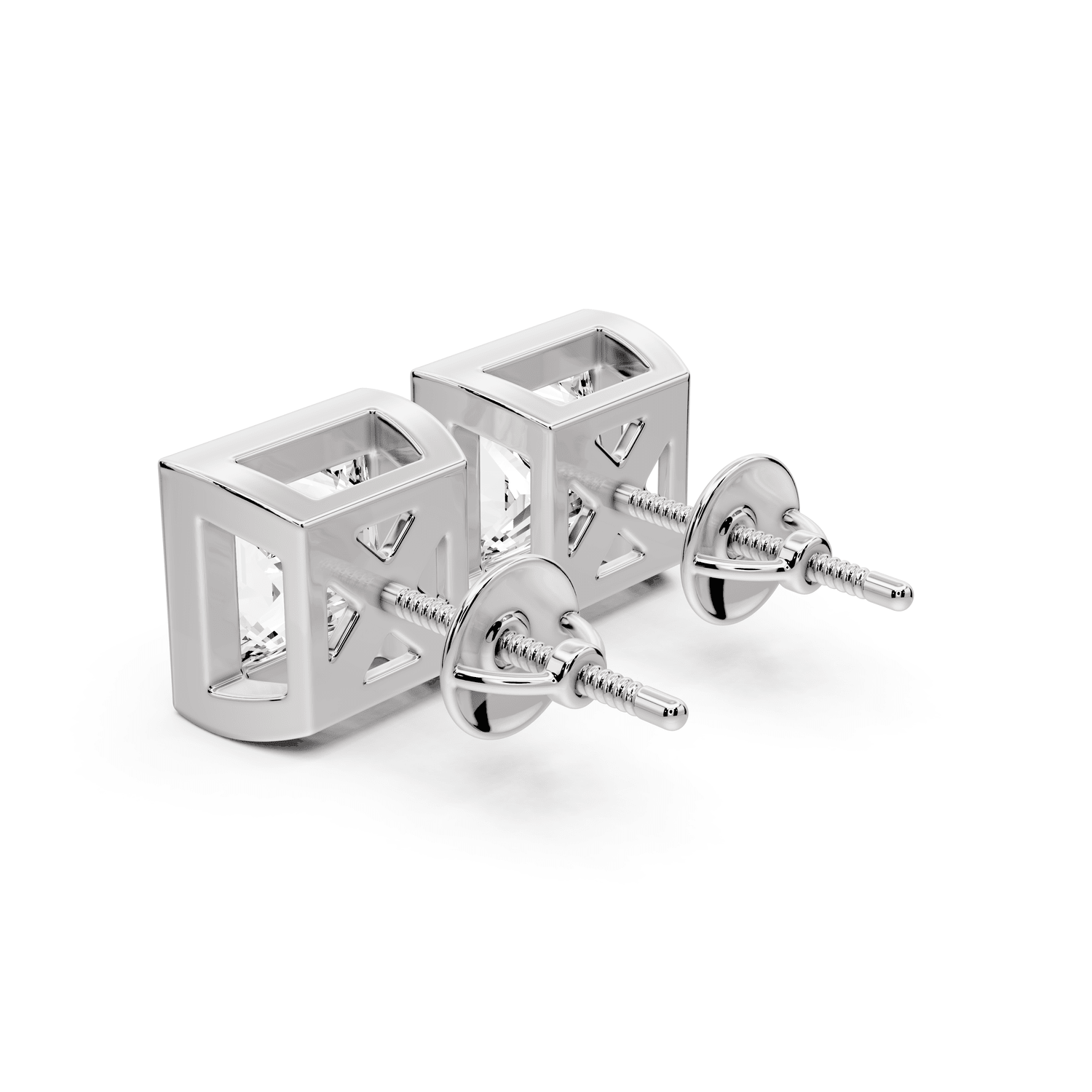 Noa - 5ct 14k white gold Princess - Cut Diamond Stud Earrings - Mr. Alex Jewelry