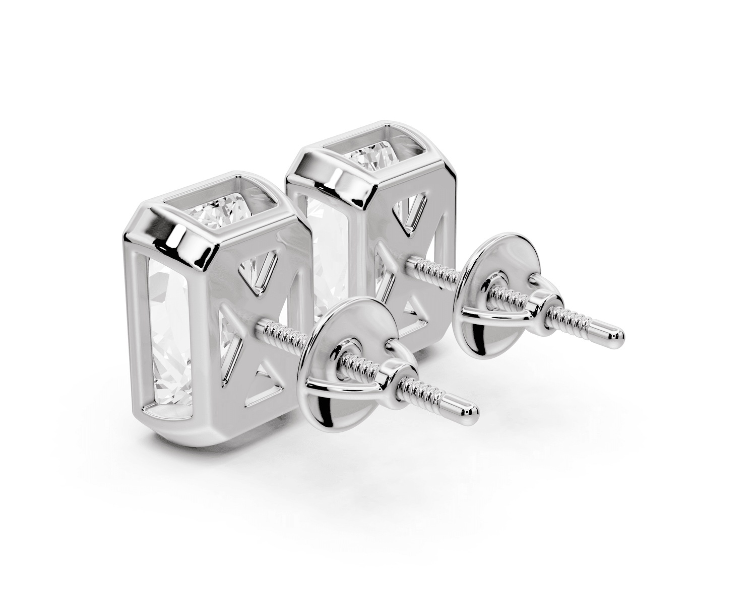 Noa - 5ct 14k white gold Radiant - Cut Diamond Stud Earrings - Mr. Alex Jewelry
