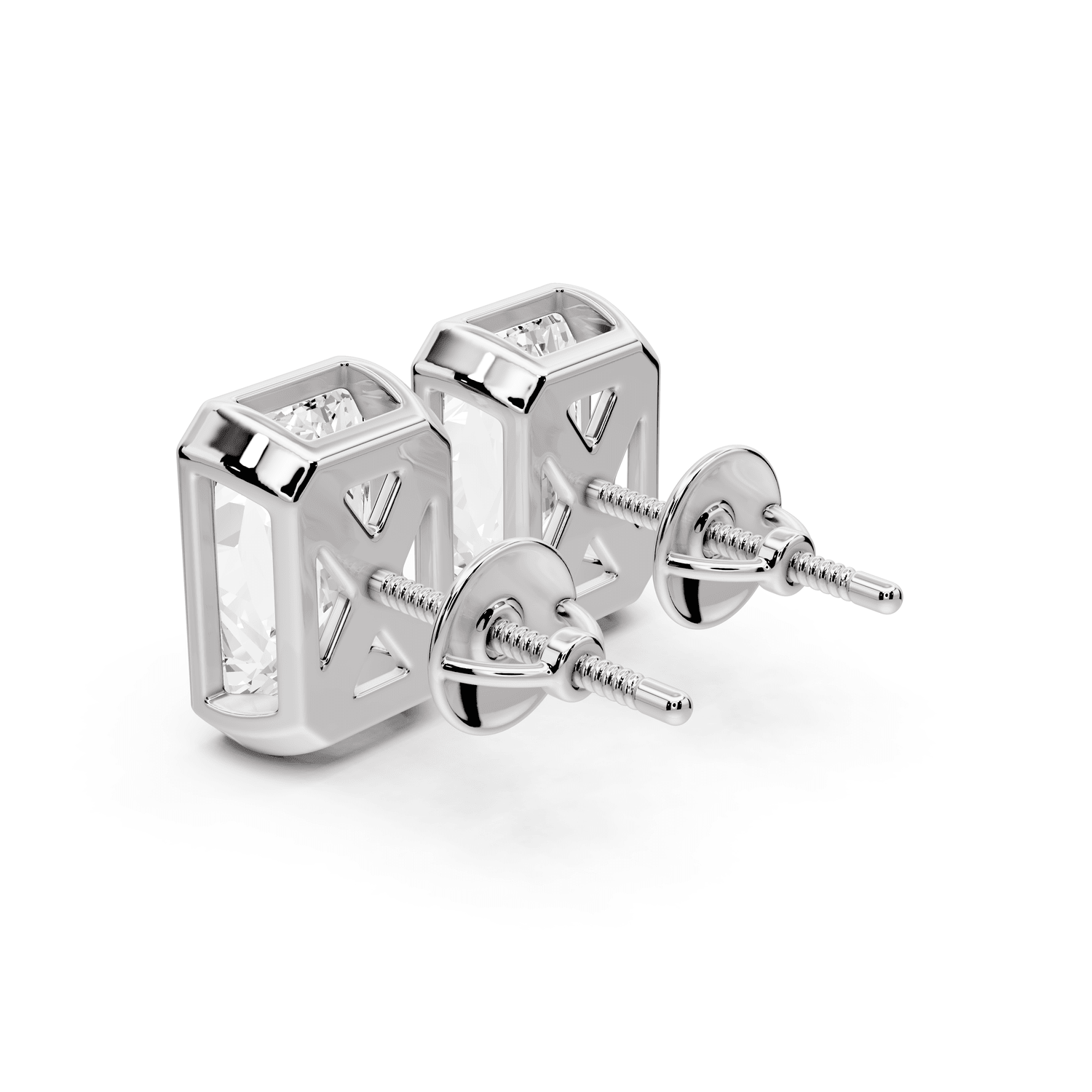 Noa - 5ct 14k white gold Radiant - Cut Diamond Stud Earrings - Mr. Alex Jewelry