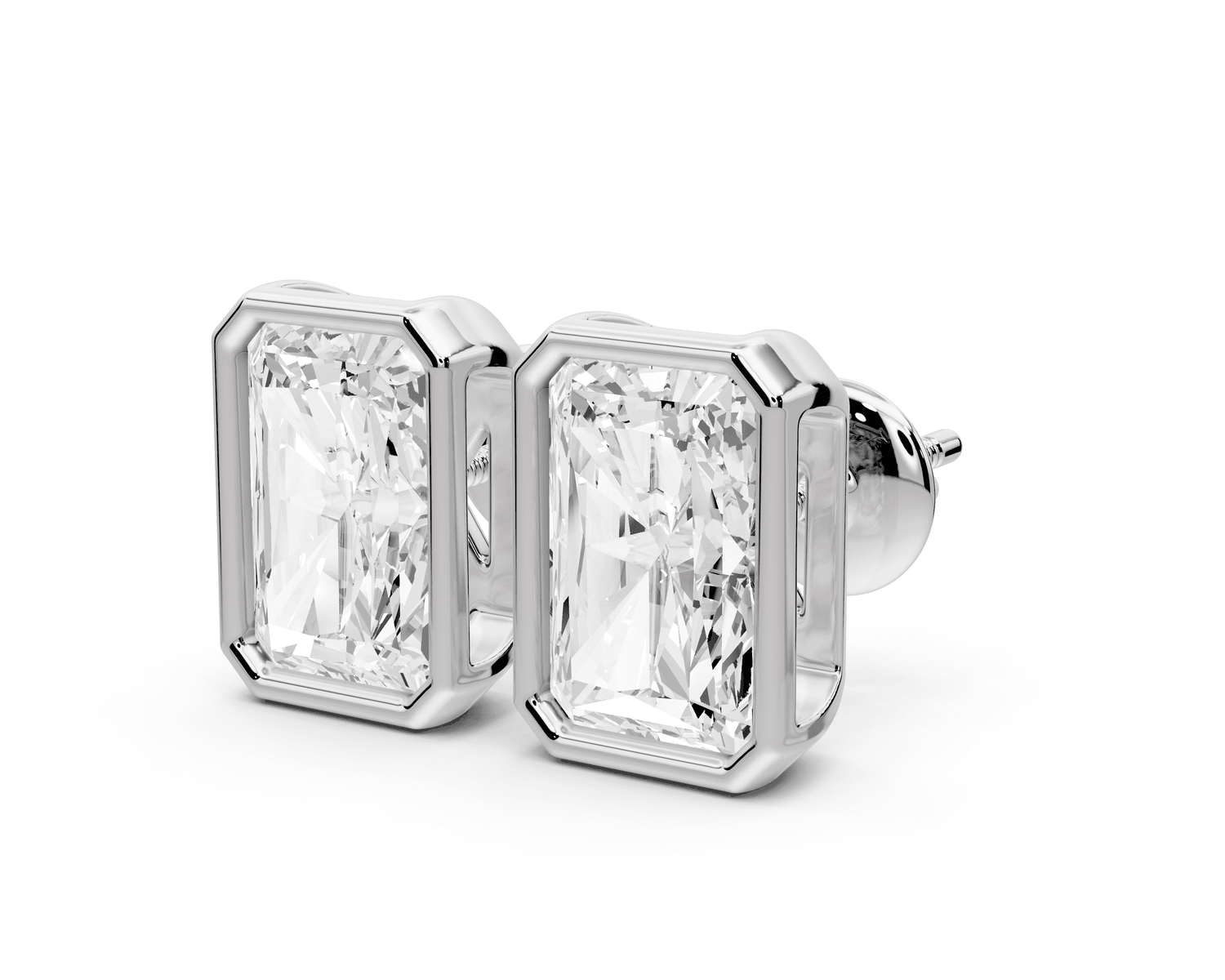 Noa - 5ct 14k white gold Radiant - Cut Diamond Stud Earrings - Mr. Alex Jewelry