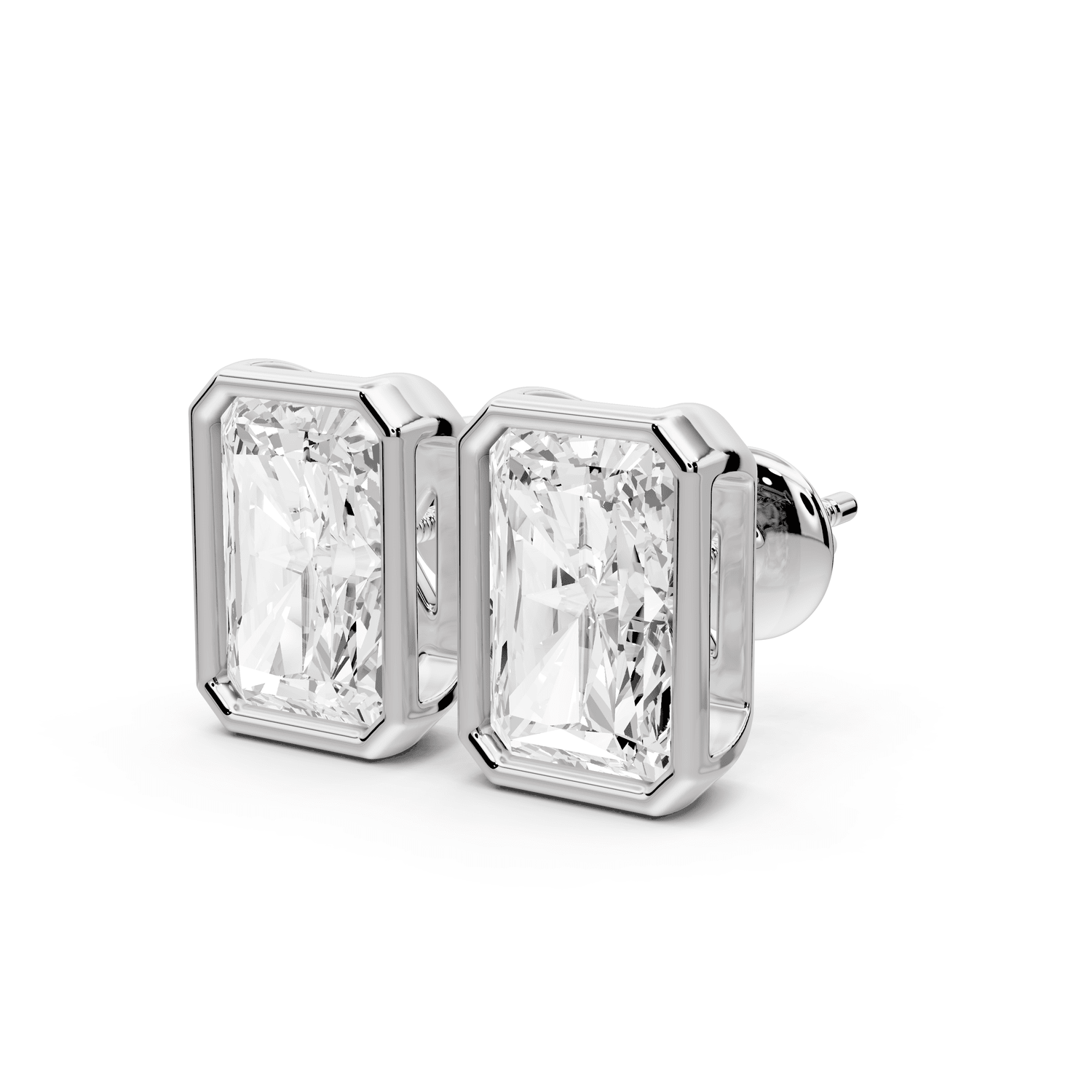 Noa - 5ct 14k white gold Radiant - Cut Diamond Stud Earrings - Mr. Alex Jewelry