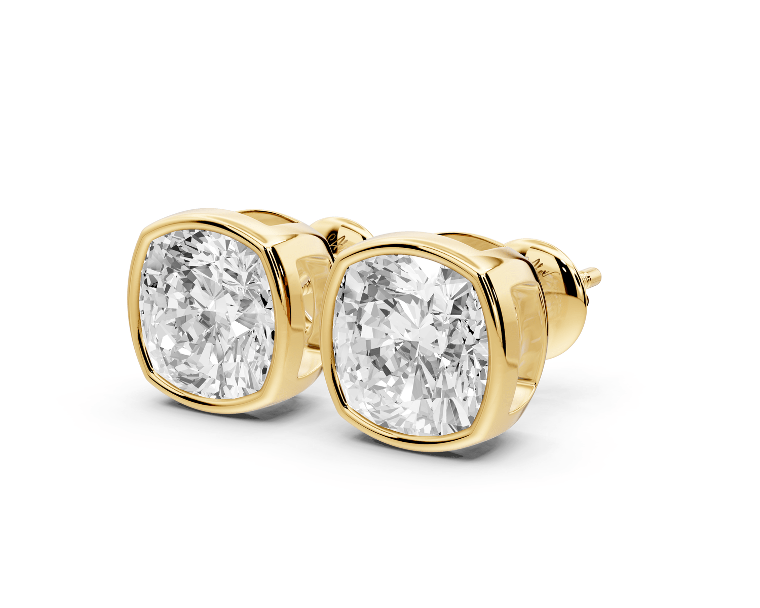 Noa - 5ct 14k yellow gold Cushion - Cut Diamond Stud Earrings - Mr. Alex Jewelry