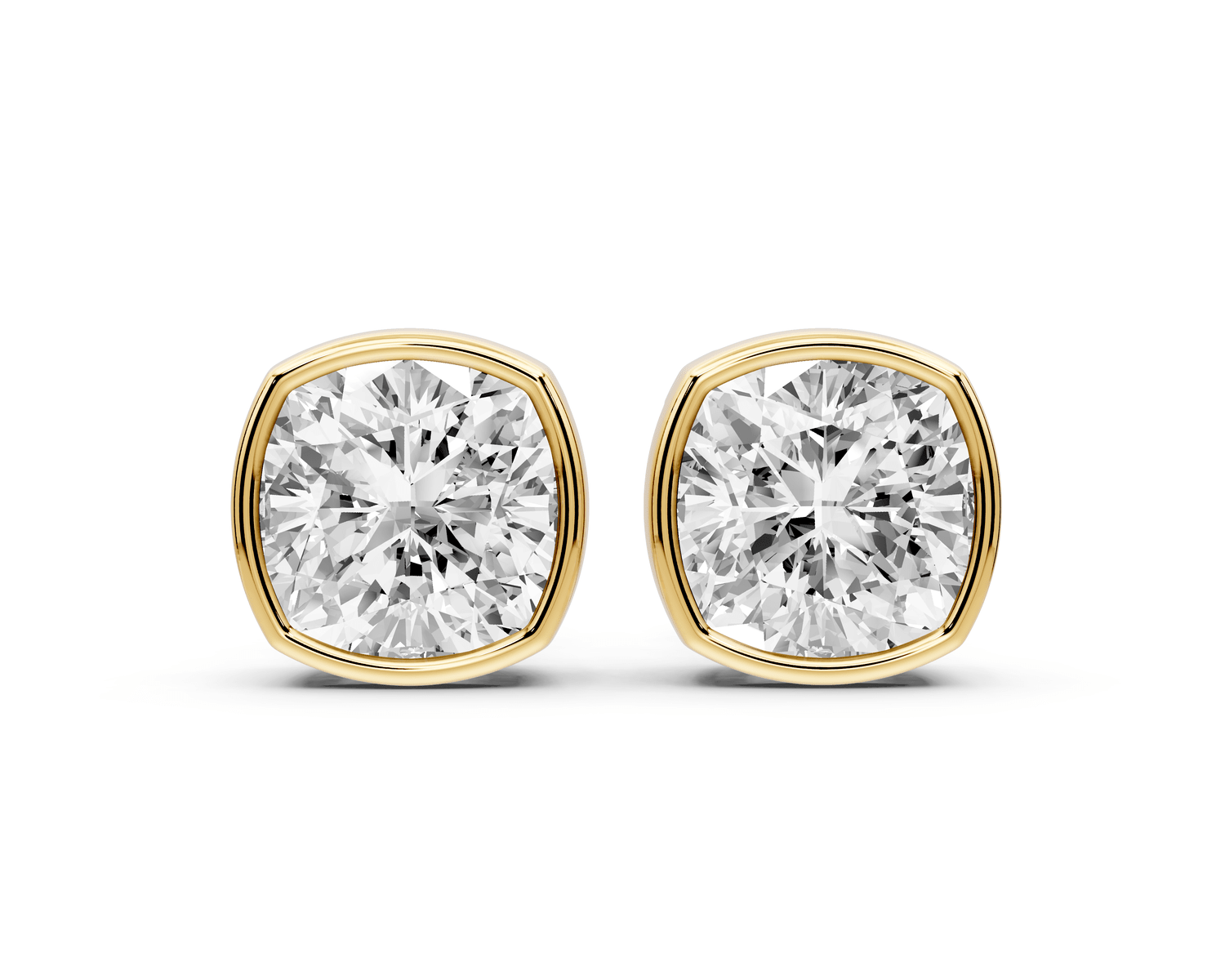 Noa - 5ct 14k yellow gold Cushion - Cut Diamond Stud Earrings - Mr. Alex Jewelry