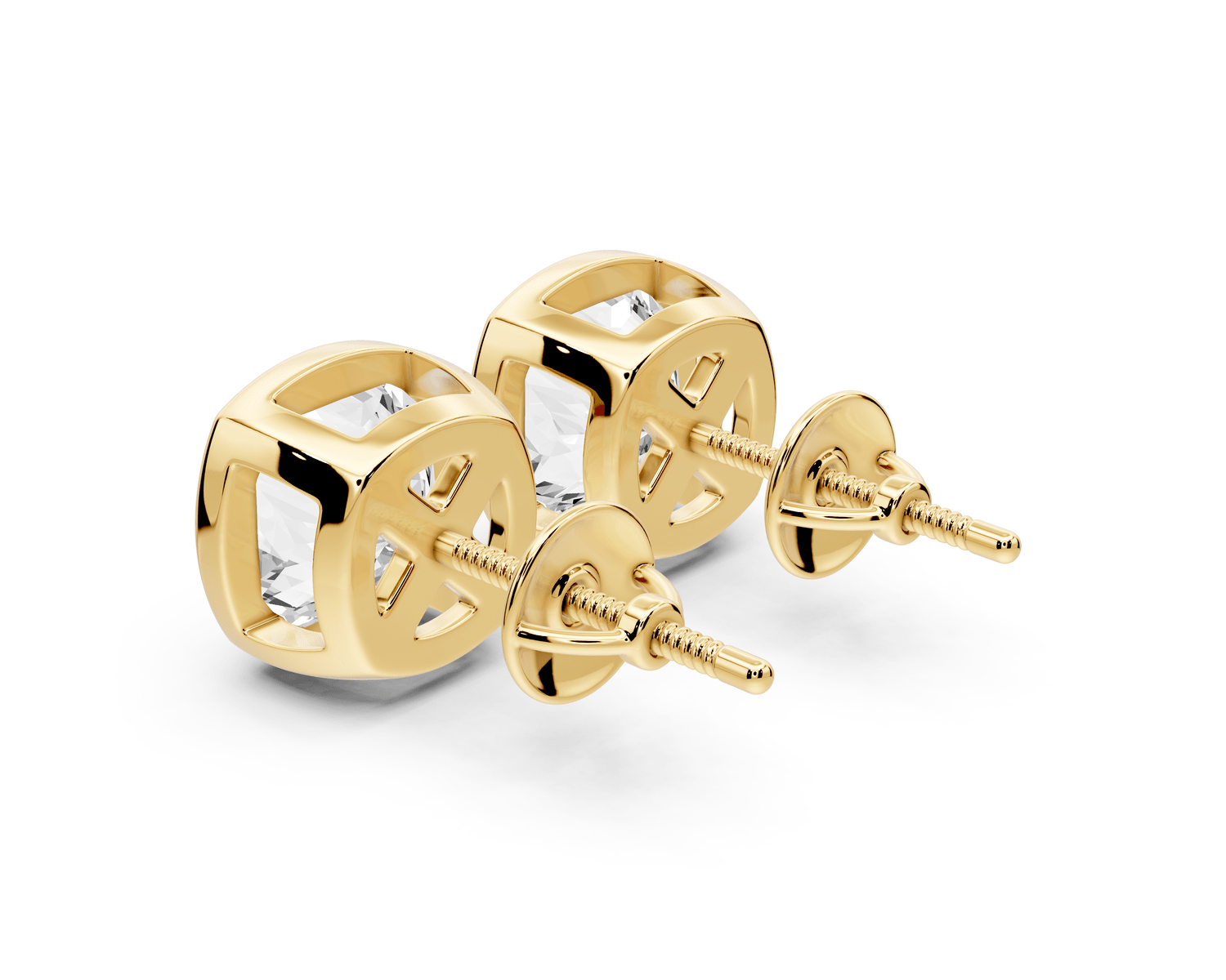 Noa - 5ct 14k yellow gold Cushion - Cut Diamond Stud Earrings - Mr. Alex Jewelry