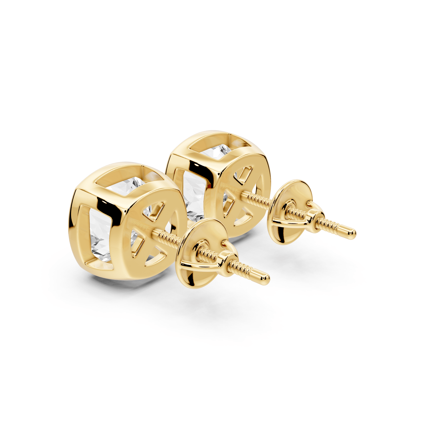 Noa - 5ct 14k yellow gold Cushion - Cut Diamond Stud Earrings - Mr. Alex Jewelry