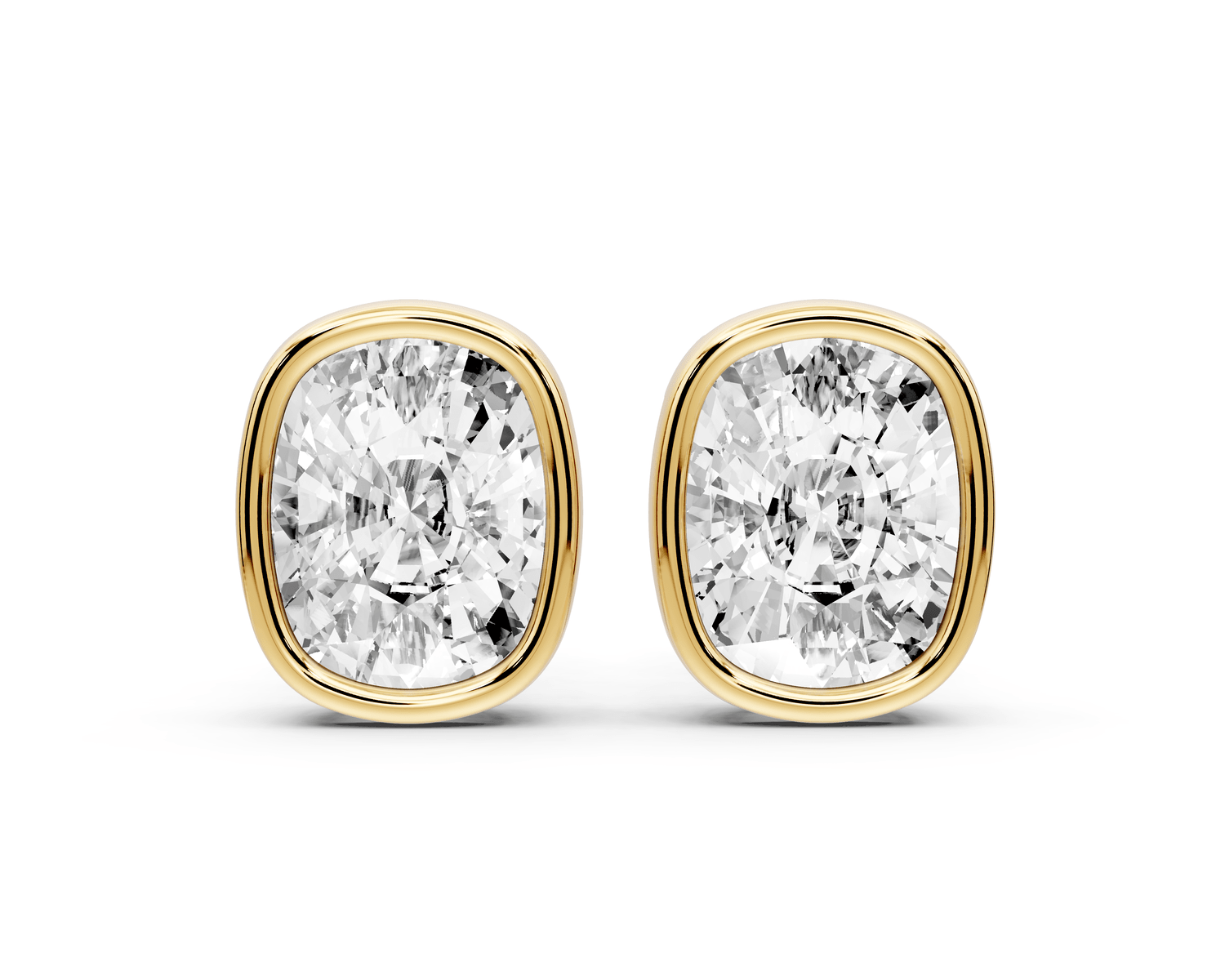 Noa - 5ct 14k yellow gold Elgcushion - Cut Diamond Stud Earrings - Mr. Alex Jewelry