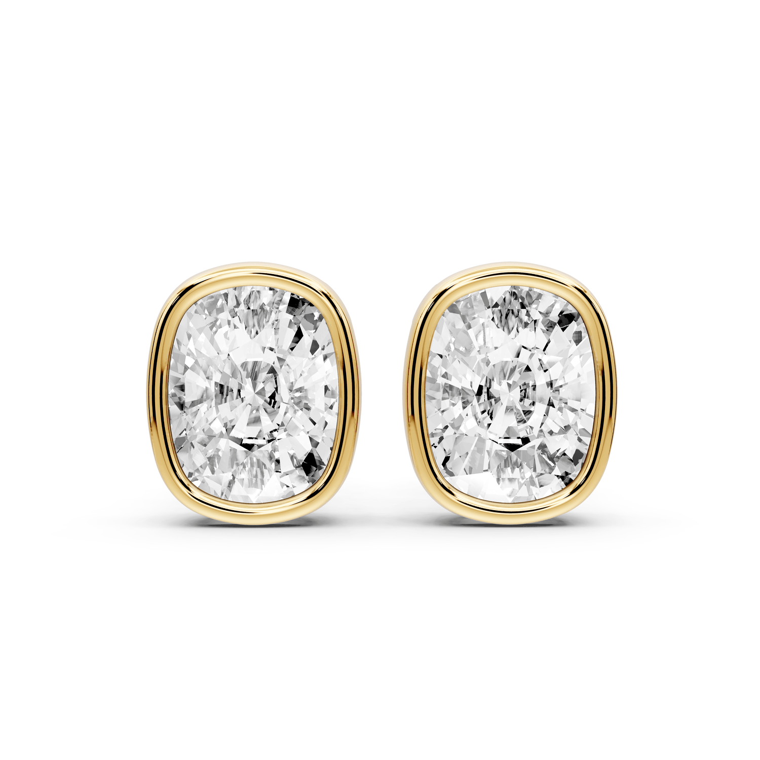 Noa - 5ct 14k yellow gold Elgcushion - Cut Diamond Stud Earrings - Mr. Alex Jewelry