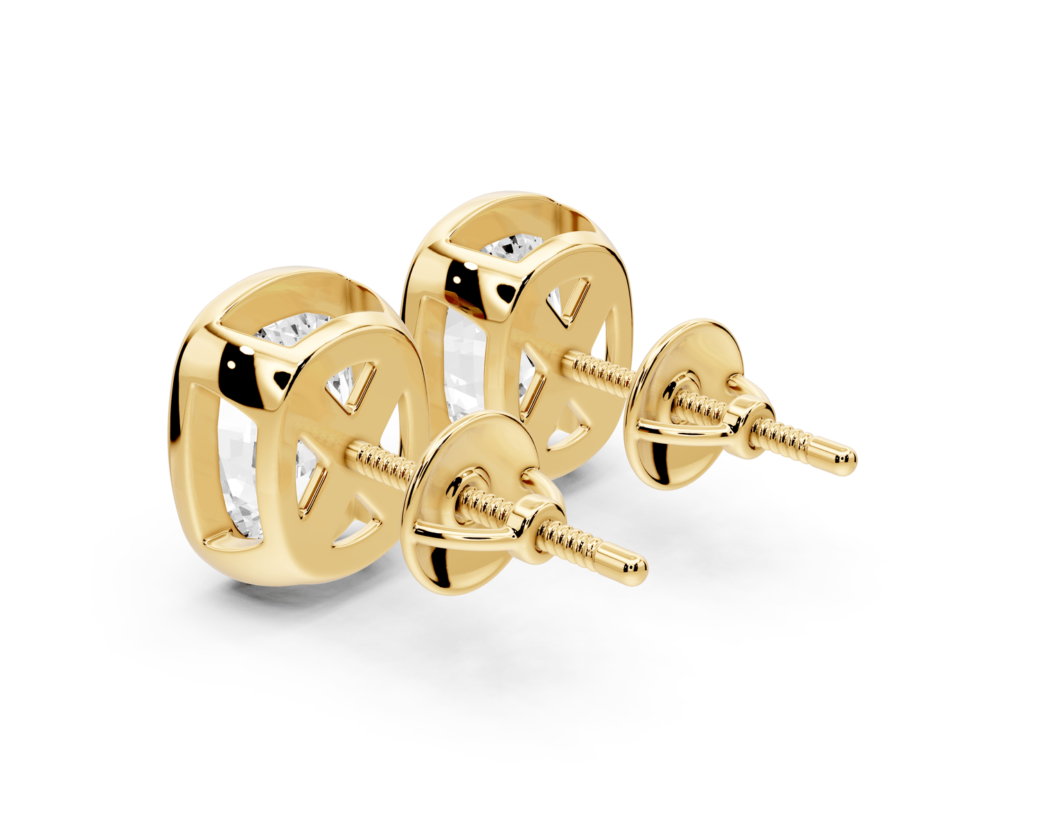 Noa - 5ct 14k yellow gold Elgcushion - Cut Diamond Stud Earrings - Mr. Alex Jewelry