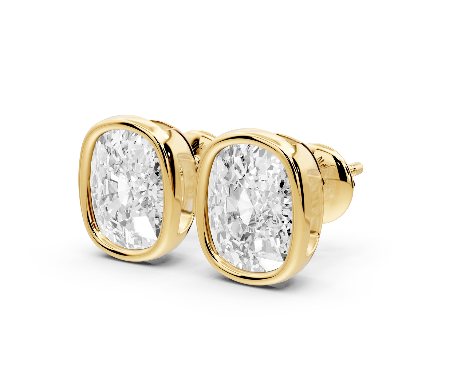 Noa - 5ct 14k yellow gold Elgcushion - Cut Diamond Stud Earrings - Mr. Alex Jewelry