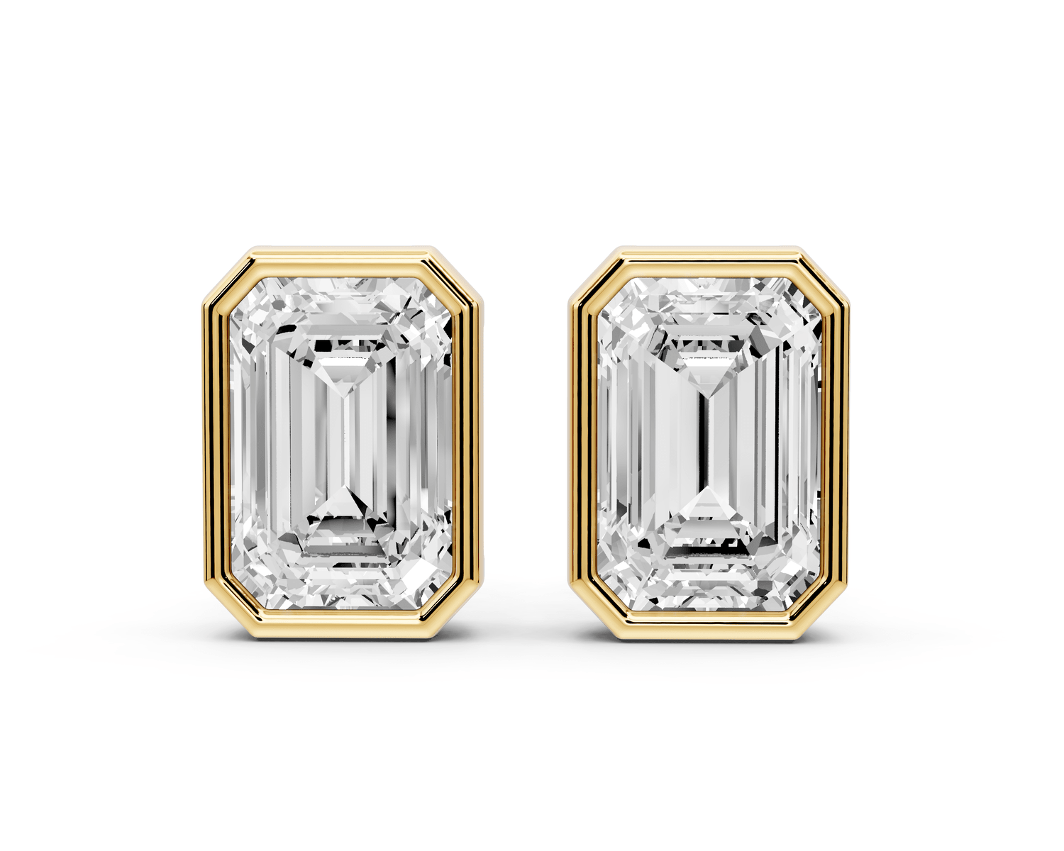 Noa - 5ct 14k yellow gold Emerald - Cut Diamond Stud Earrings - Mr. Alex Jewelry