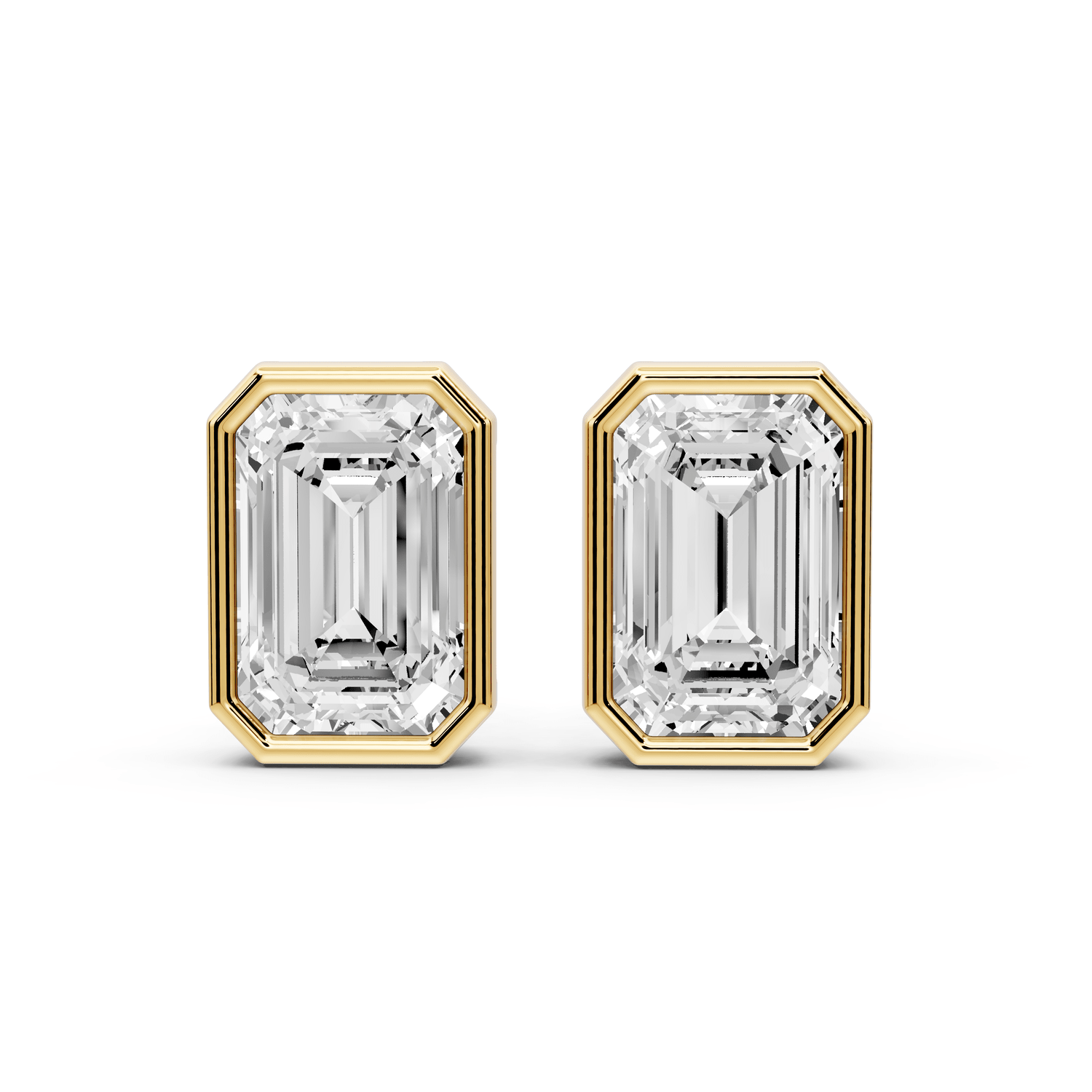 Noa - 5ct 14k yellow gold Emerald - Cut Diamond Stud Earrings - Mr. Alex Jewelry