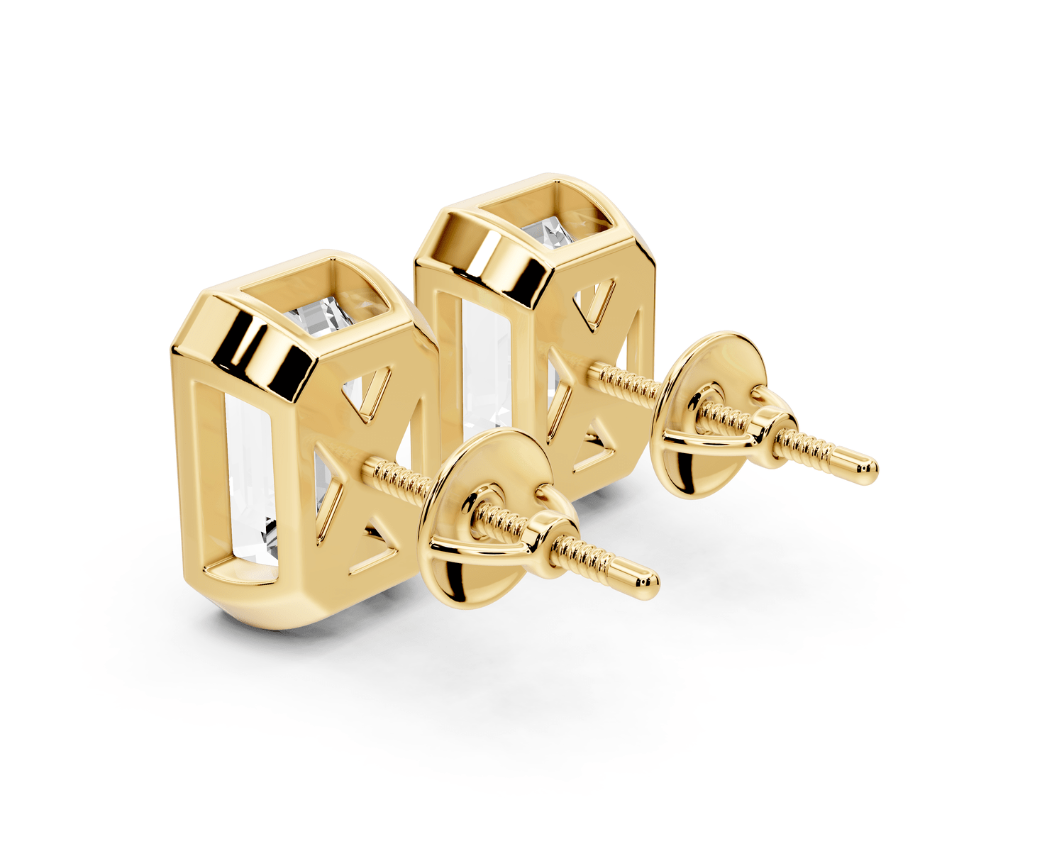 Noa - 5ct 14k yellow gold Emerald - Cut Diamond Stud Earrings - Mr. Alex Jewelry
