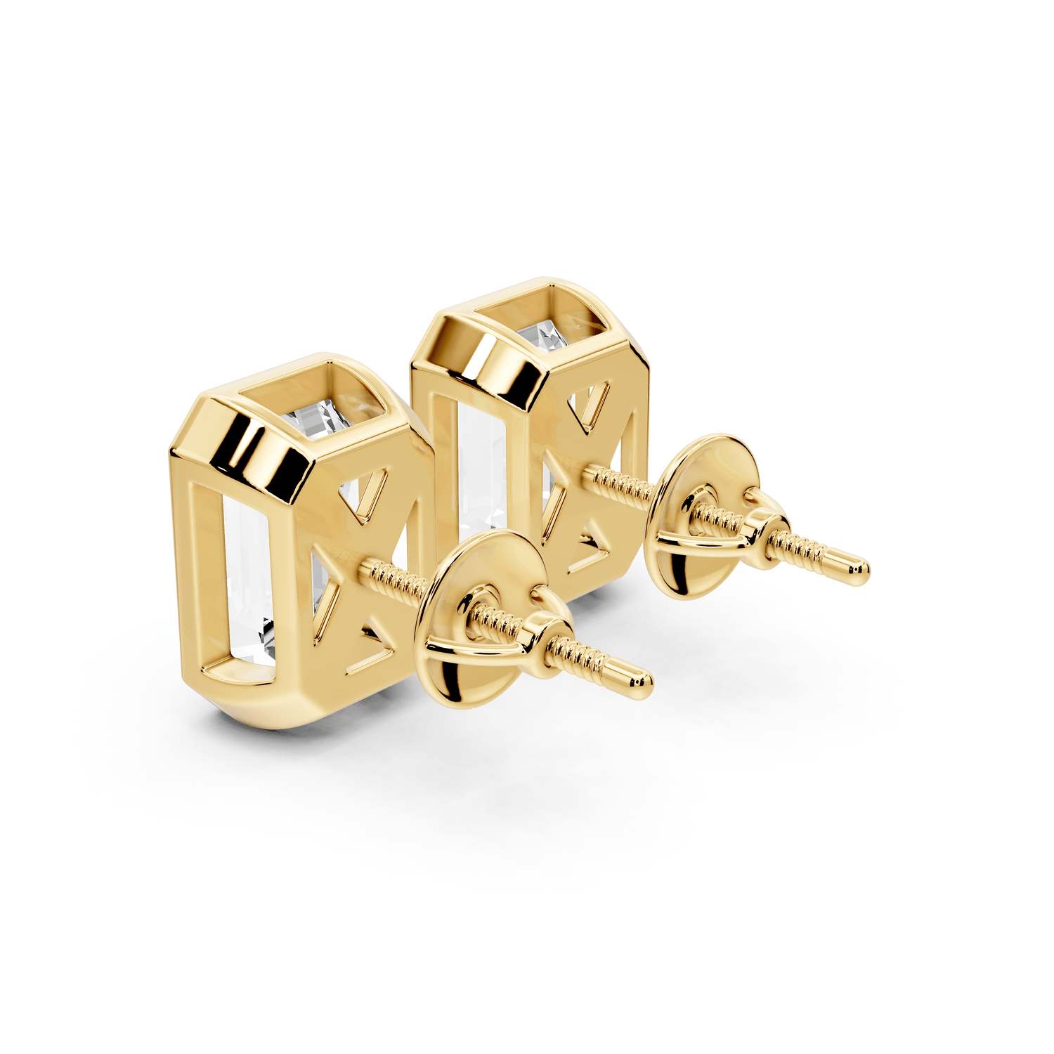 Noa - 5ct 14k yellow gold Emerald - Cut Diamond Stud Earrings - Mr. Alex Jewelry
