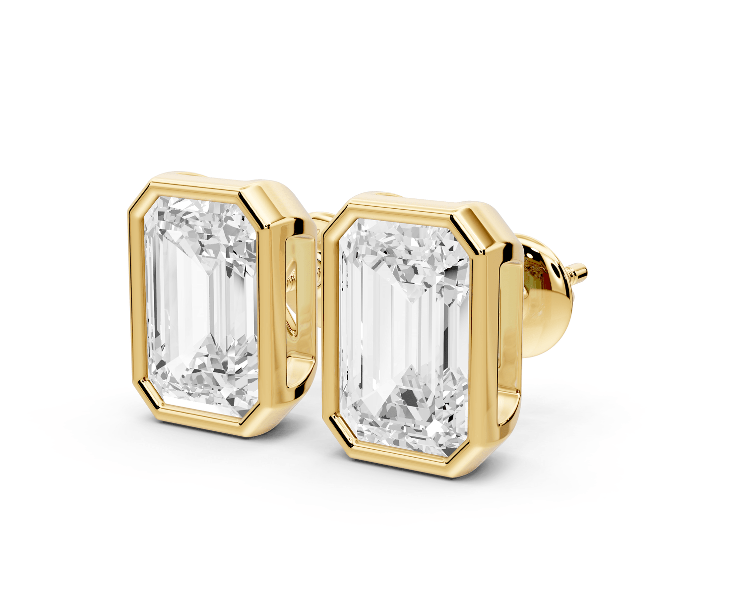 Noa - 5ct 14k yellow gold Emerald - Cut Diamond Stud Earrings - Mr. Alex Jewelry