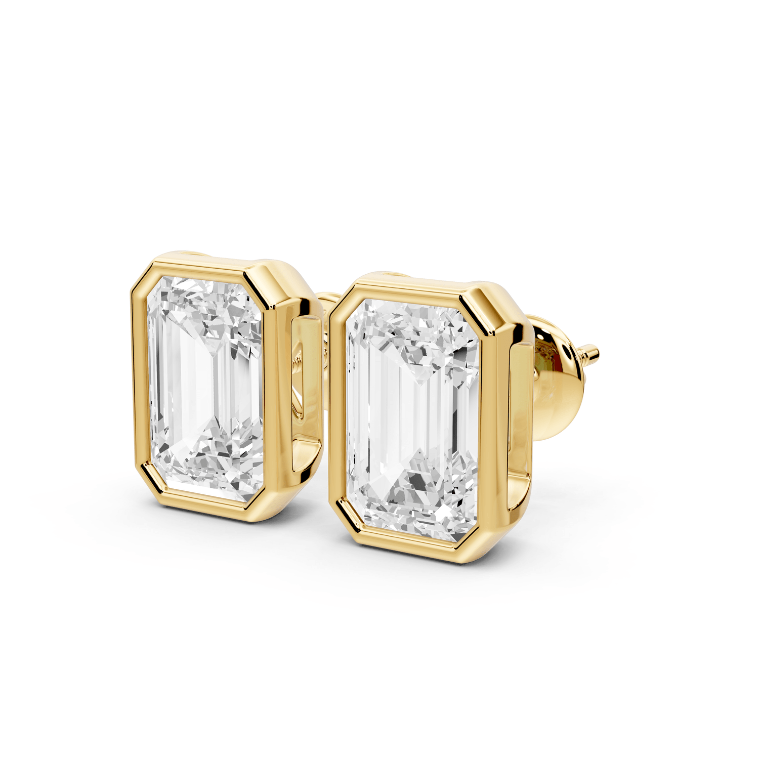Noa - 5ct 14k yellow gold Emerald - Cut Diamond Stud Earrings - Mr. Alex Jewelry