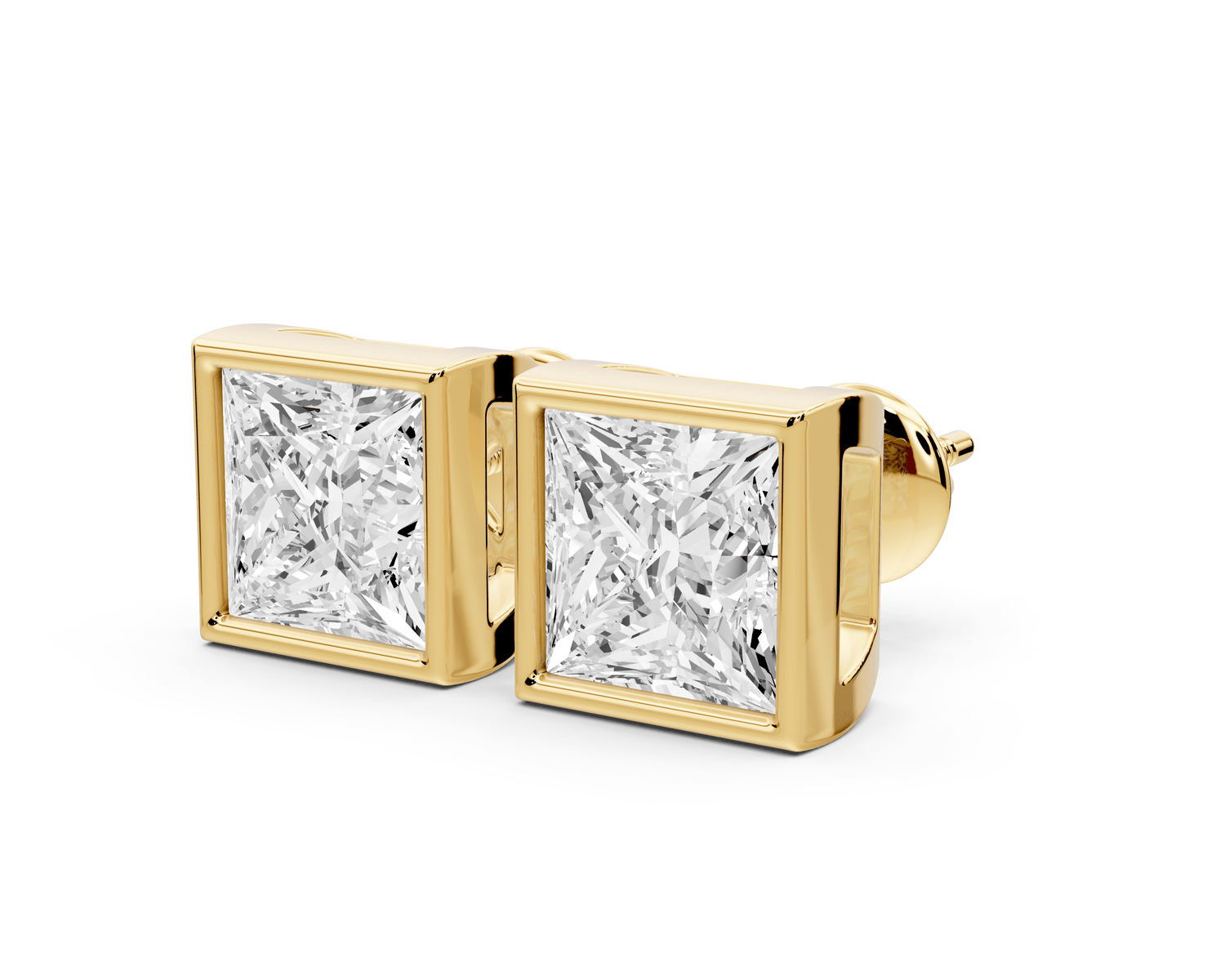Noa - 5ct 14k yellow gold Princess - Cut Diamond Stud Earrings - Mr. Alex Jewelry