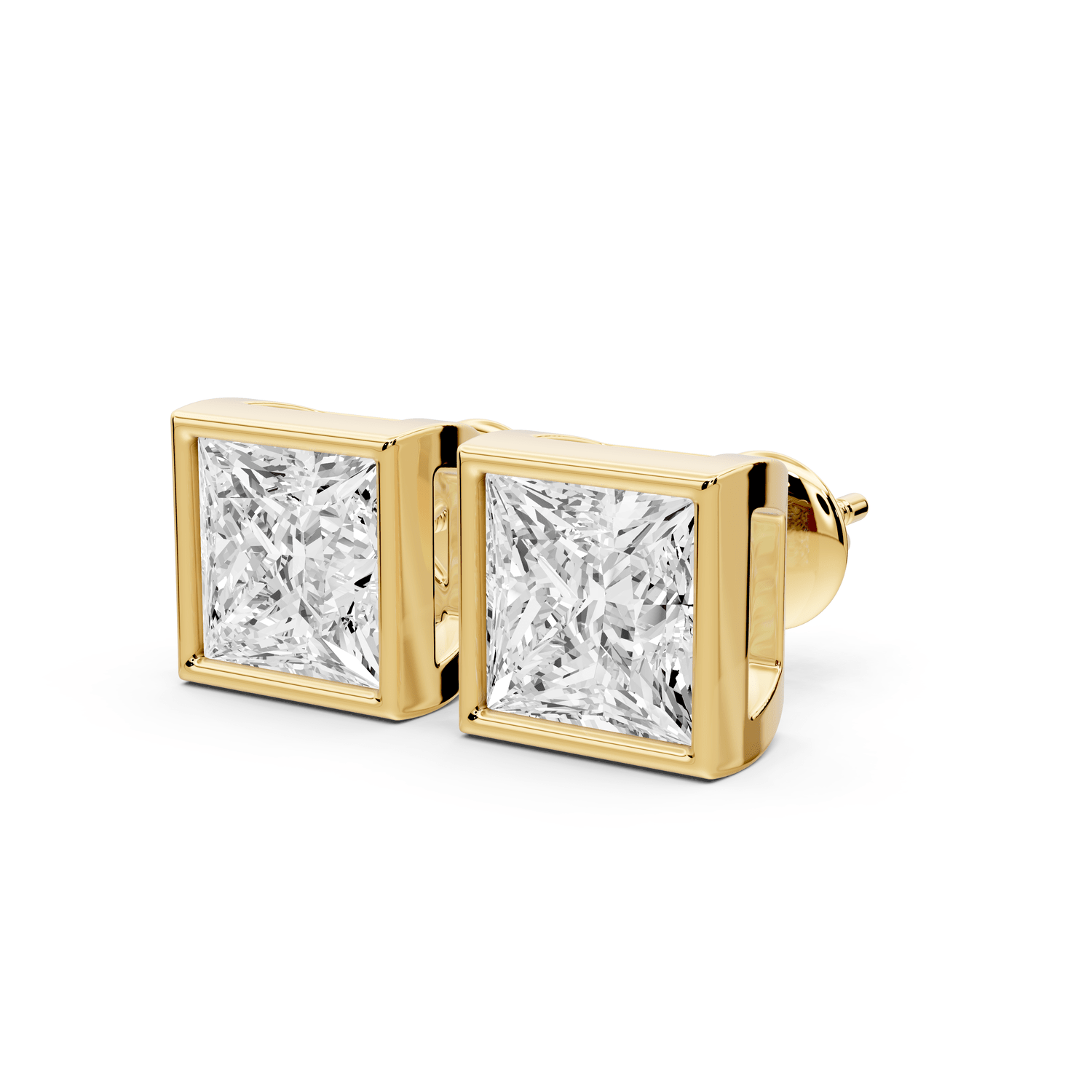 Noa - 5ct 14k yellow gold Princess - Cut Diamond Stud Earrings - Mr. Alex Jewelry