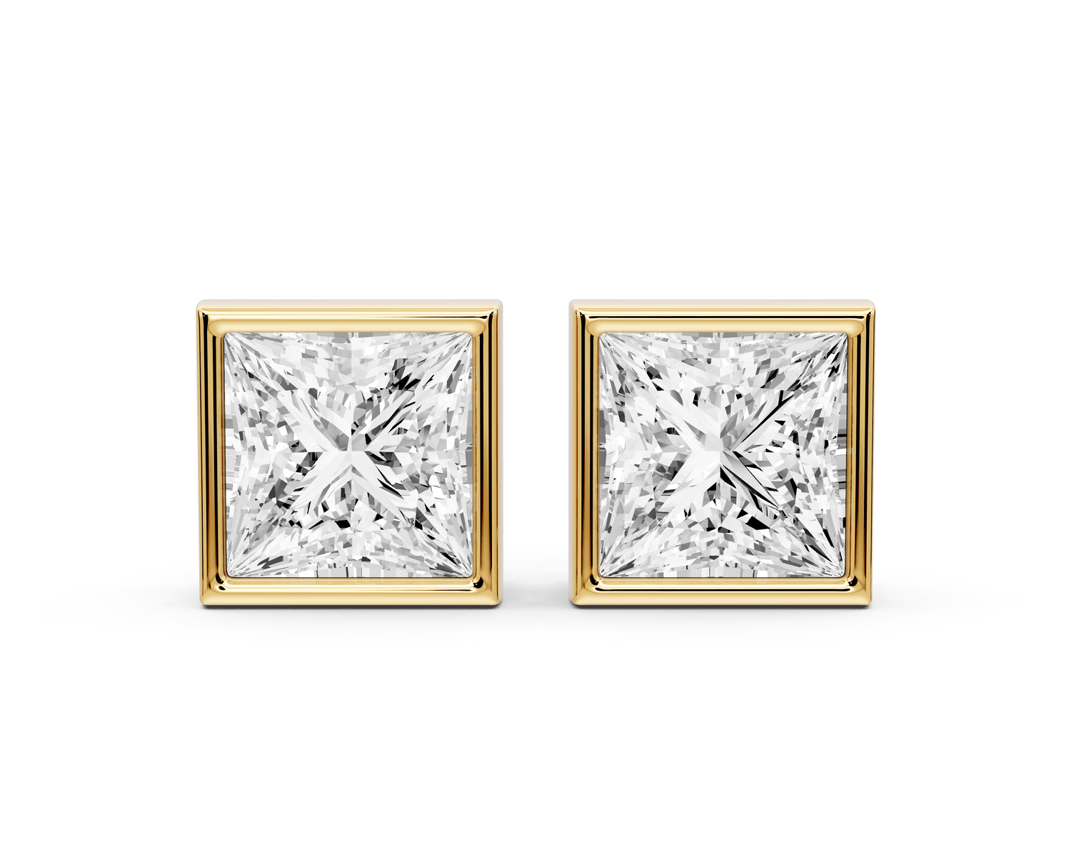 Noa - 5ct 14k yellow gold Princess - Cut Diamond Stud Earrings - Mr. Alex Jewelry